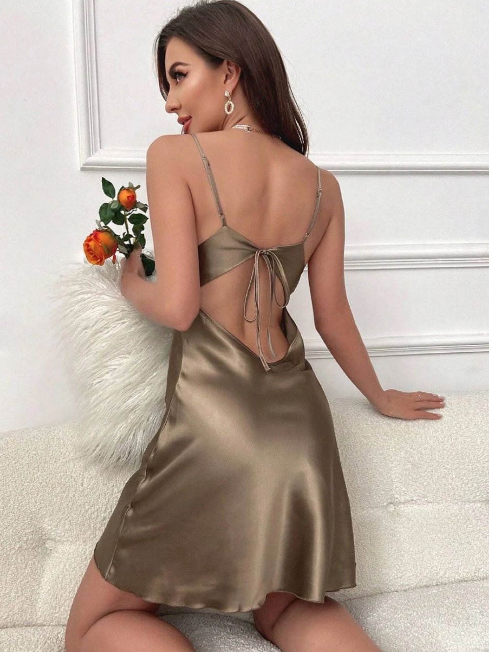 Draped Collar Satin Cami Nightdress Legacy Boutiques Legacy Boutiques