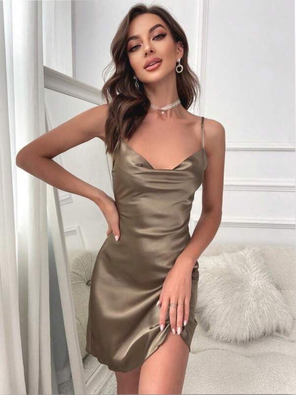 Draped Collar Satin Cami Nightdress Legacy Boutiques Legacy Boutiques