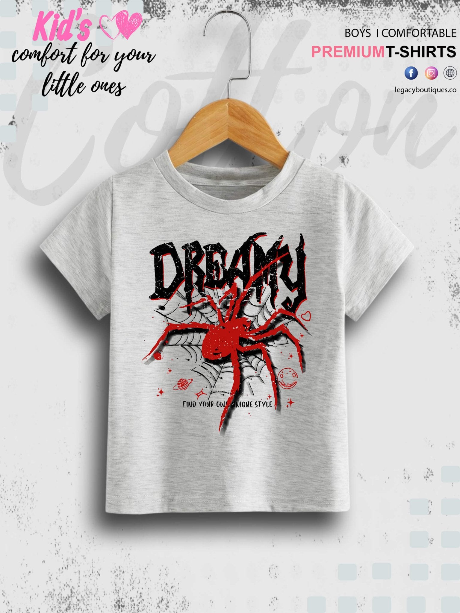 Dreamy Spider Print 1 To 11 Year Kids Boys Summer Time T-Shirt In Lowest Price Only In Dhaka Legacy Boutiques Legacy Boutiques
