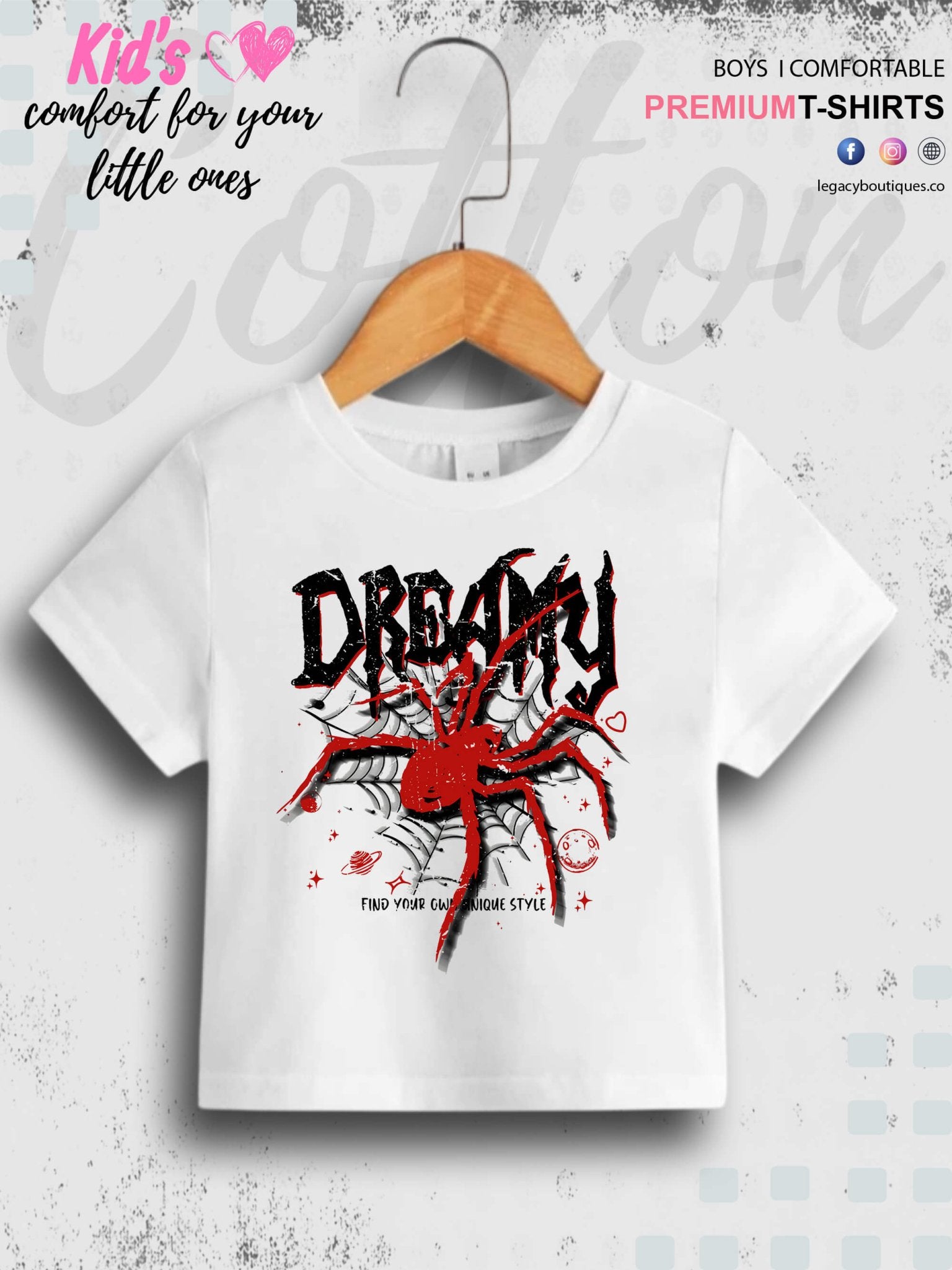 Dreamy Spider Print 1 To 11 Year Kids Boys Summer Time T-Shirt In Lowest Price Only In Dhaka Legacy Boutiques Legacy Boutiques