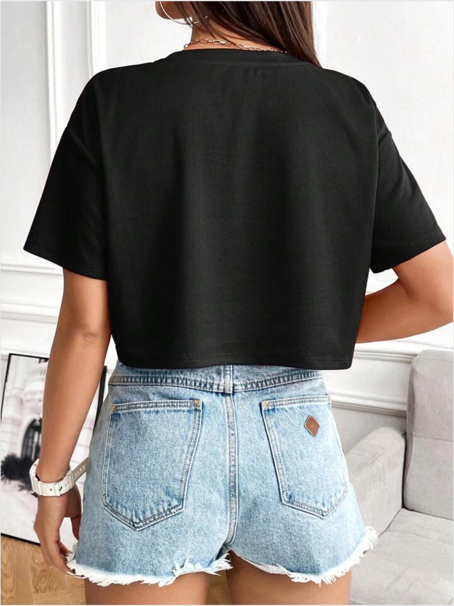 drop shoulder crop tops Los Angeles 23 print Legacy Boutiques Legacy Boutiques