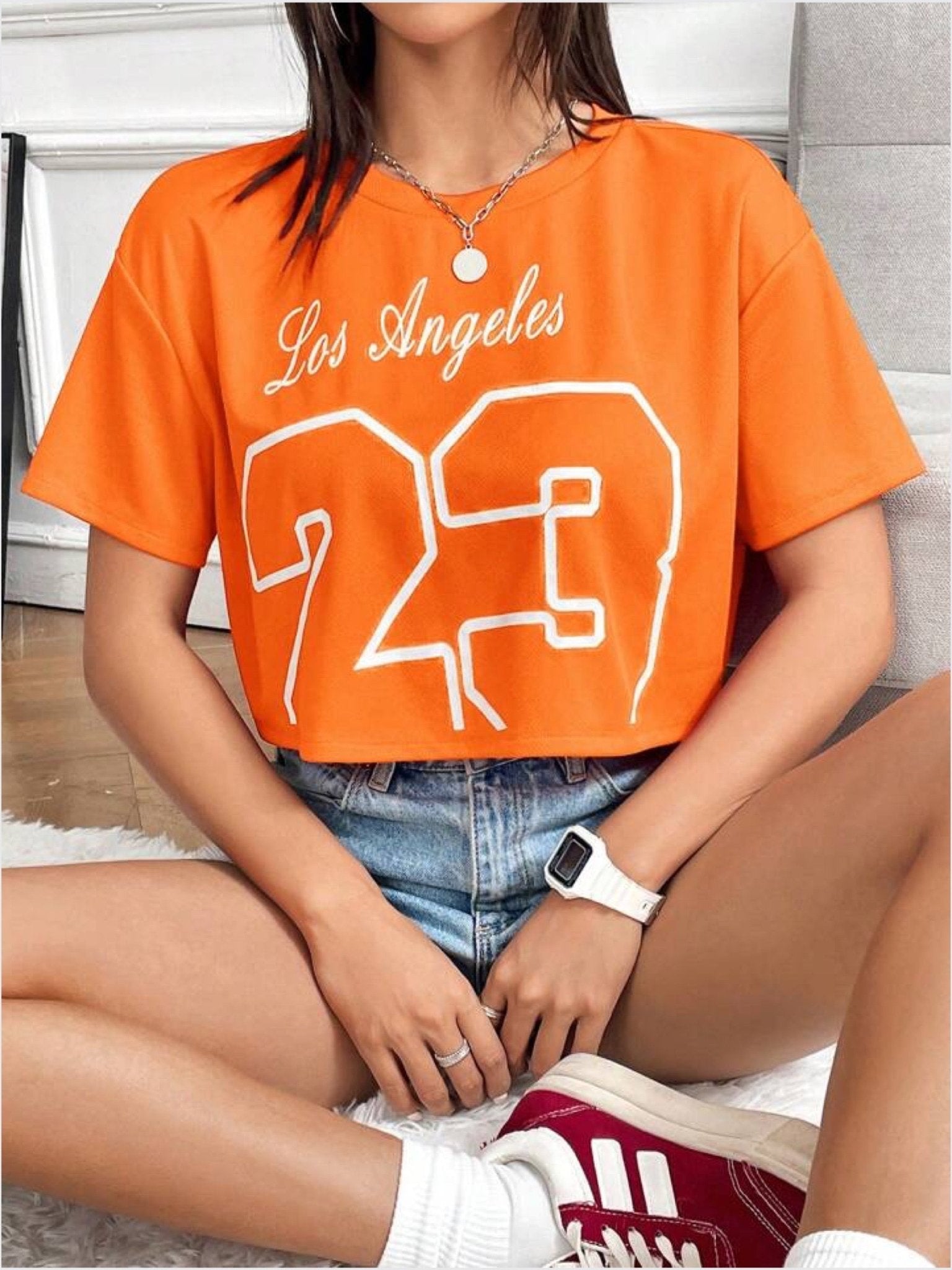 drop shoulder crop tops Los Angeles 23 print Legacy Boutiques Legacy Boutiques