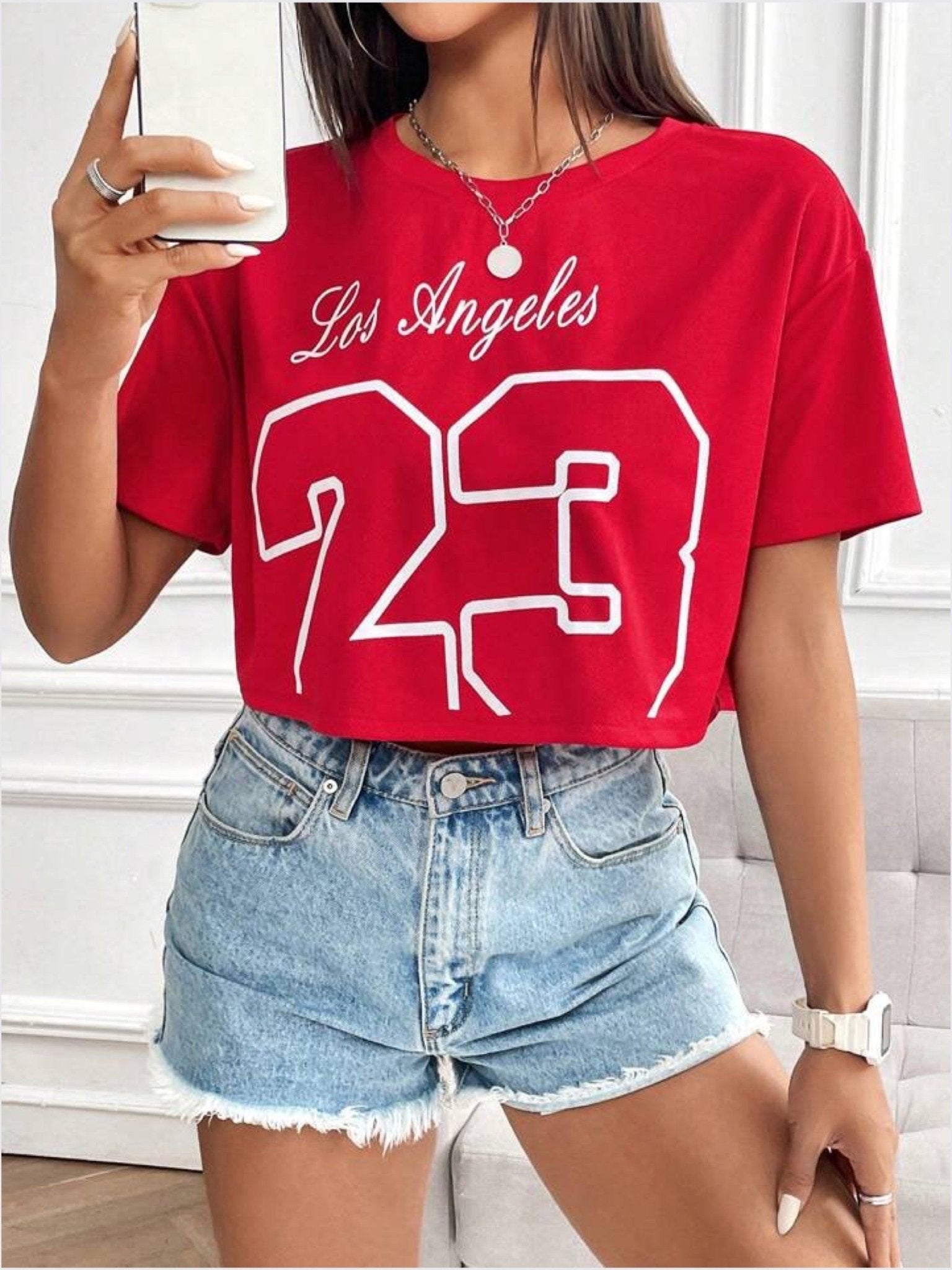 drop shoulder crop tops Los Angeles 23 print Legacy Boutiques Legacy Boutiques