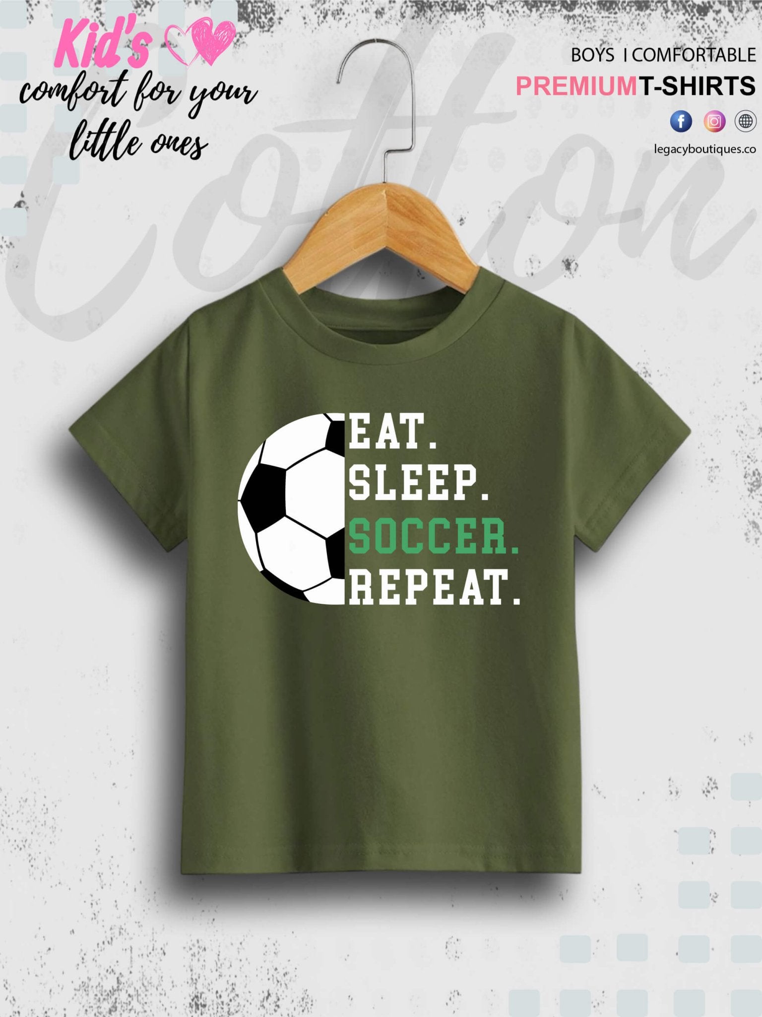 Eat Sleep Soccer Repeat Boys & Kids Short Sleeve Tee Legacy Boutiques Legacy Boutiques