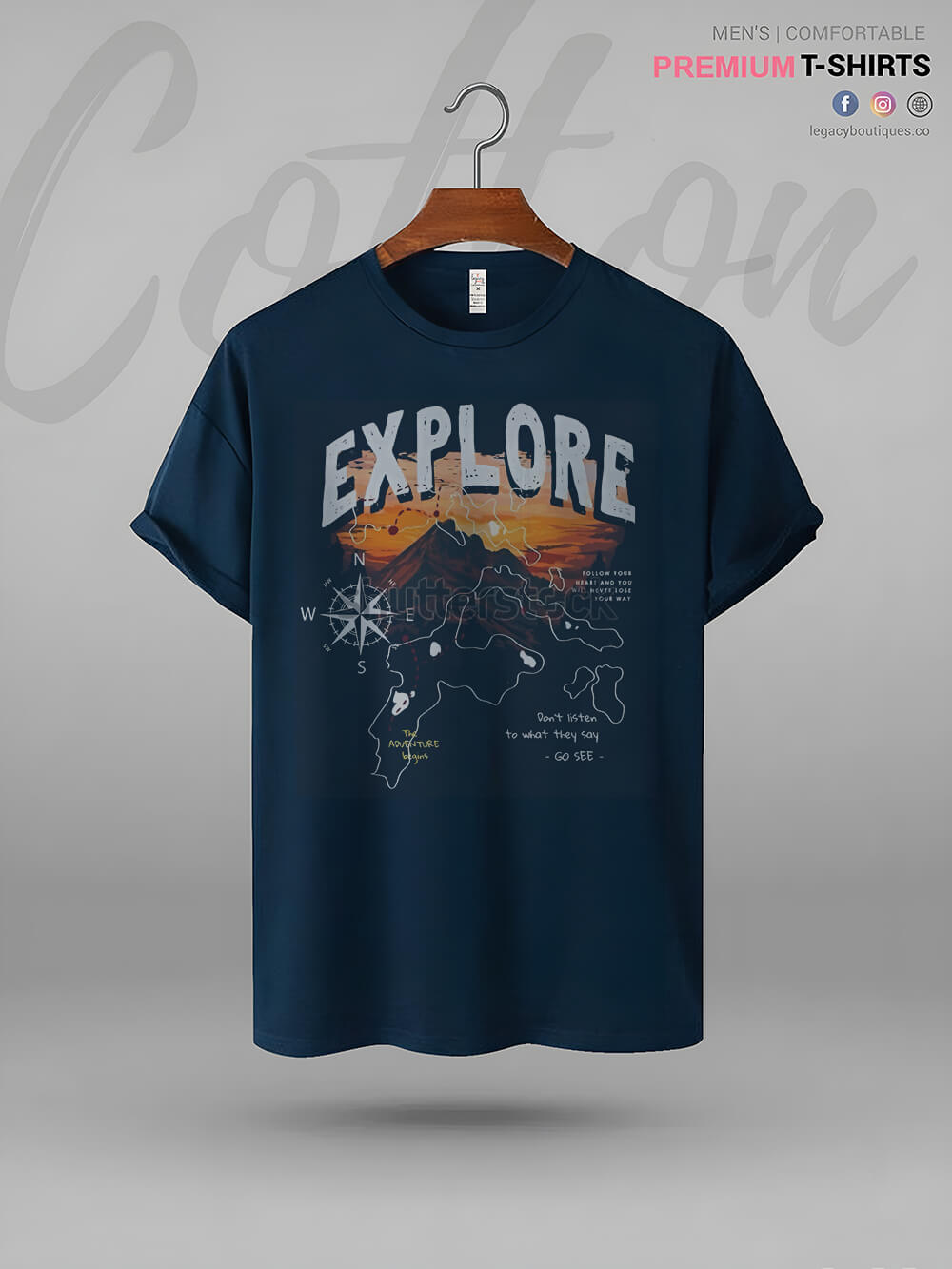 Explore The World Compass Adventure Outdoor Activity High Quality Mens Tshirt At A Resonable Price Legacy Boutiques Legacy Boutiques