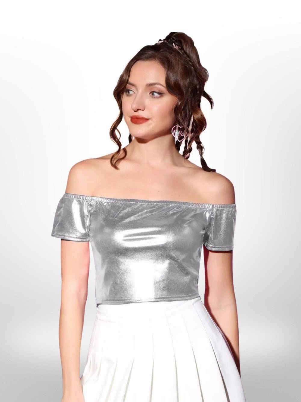 Fashion Womens T-Shirts Patent Leather Top Shiny Short Sleeve Tops Legacy Boutiques Legacy Boutiques