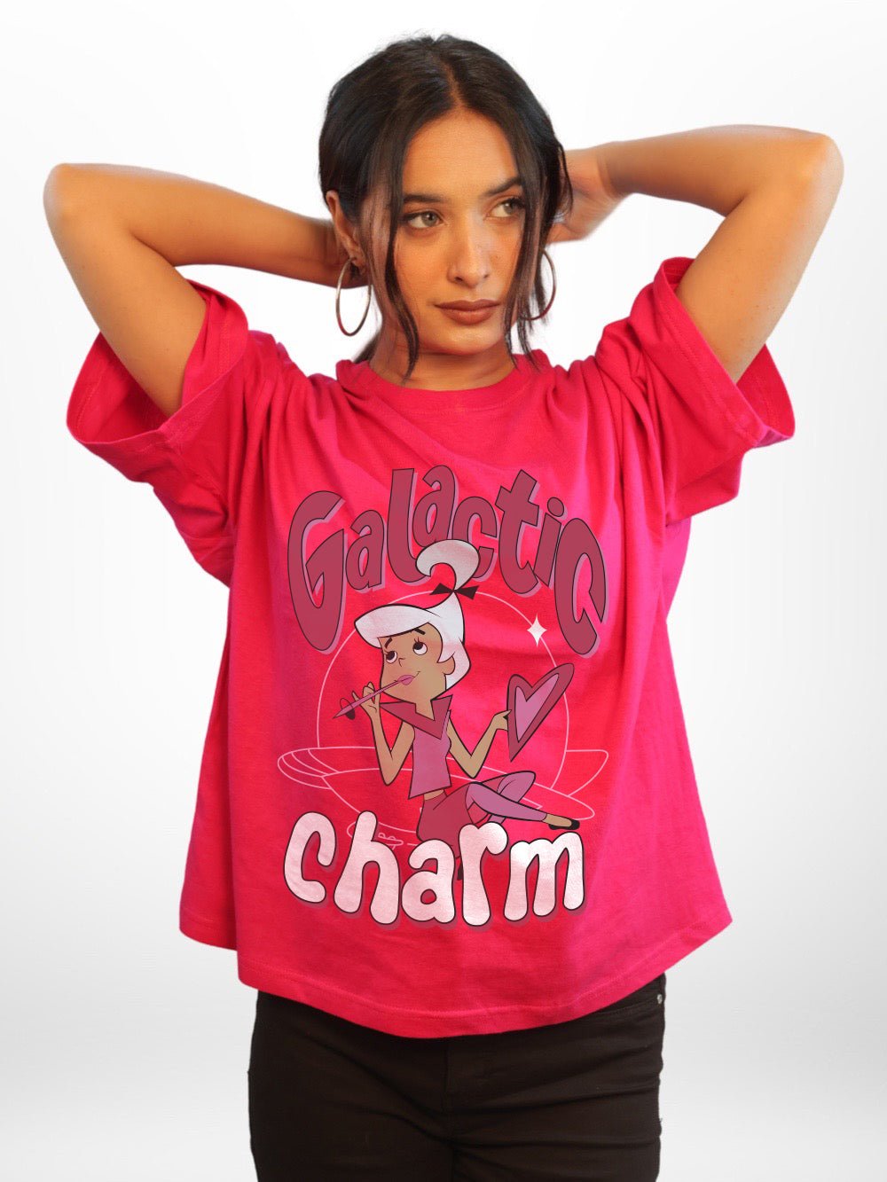 Galactic Charm Graphic Printed Womens Drop Shoulder T-shirt Legacy Boutiques Bangladesh Legacy Boutiques Legacy Boutiques