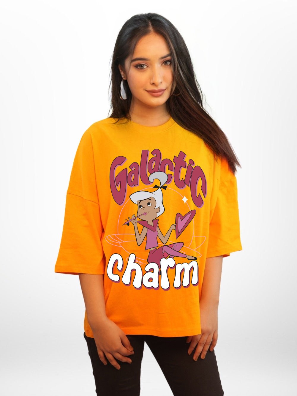 Galactic Charm Graphic Printed Womens Drop Shoulder T-shirt Legacy Boutiques Bangladesh Legacy Boutiques Legacy Boutiques