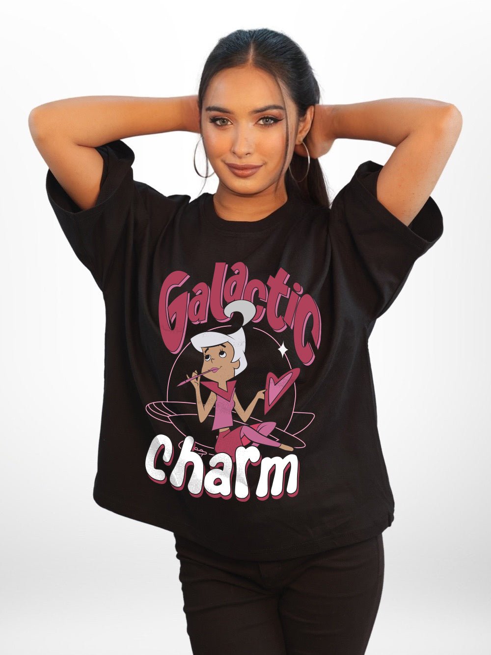 Galactic Charm Graphic Printed Womens Drop Shoulder T-shirt Legacy Boutiques Bangladesh Legacy Boutiques Legacy Boutiques