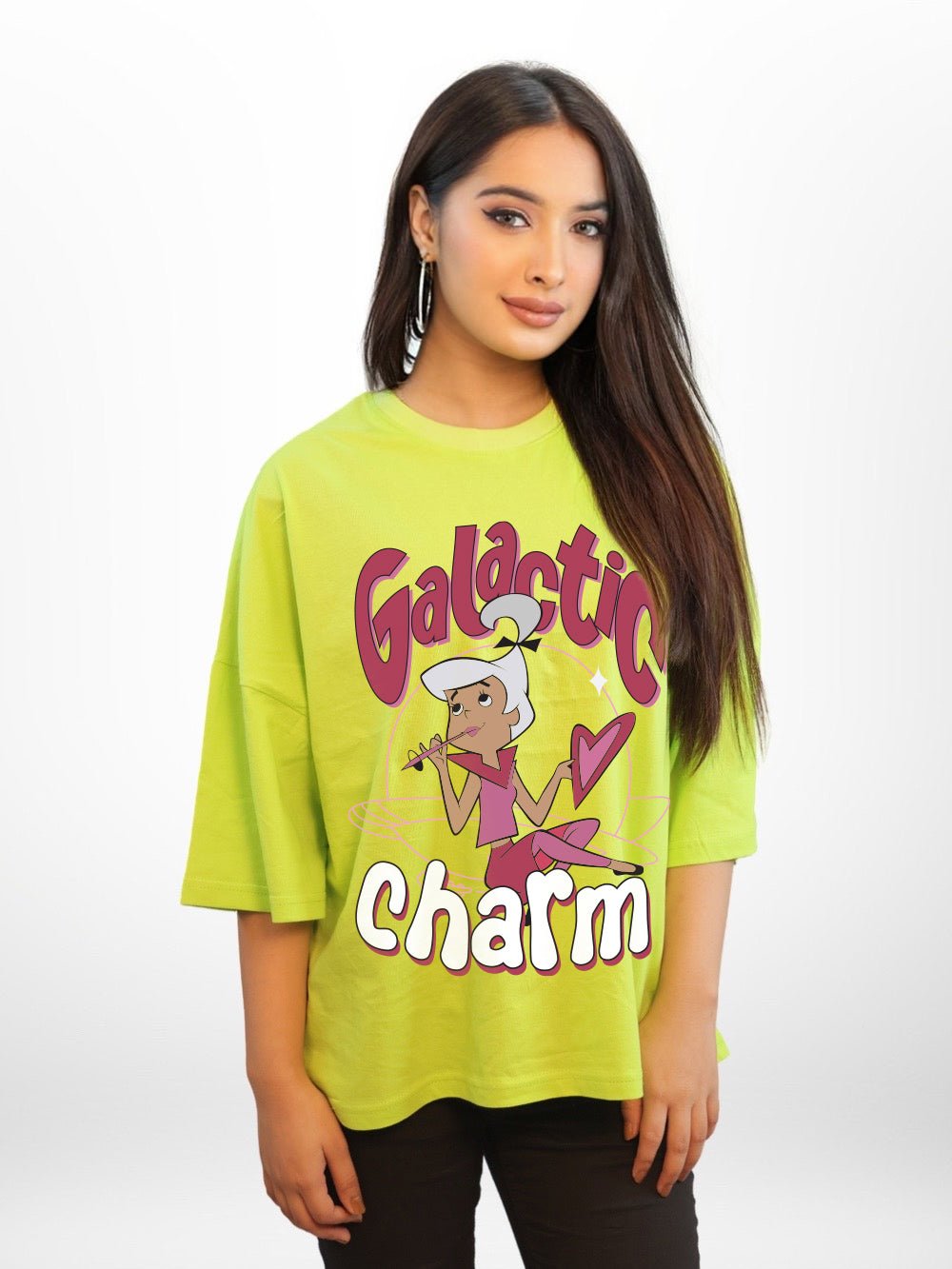 Galactic Charm Graphic Printed Womens Drop Shoulder T-shirt Legacy Boutiques Bangladesh Legacy Boutiques Legacy Boutiques