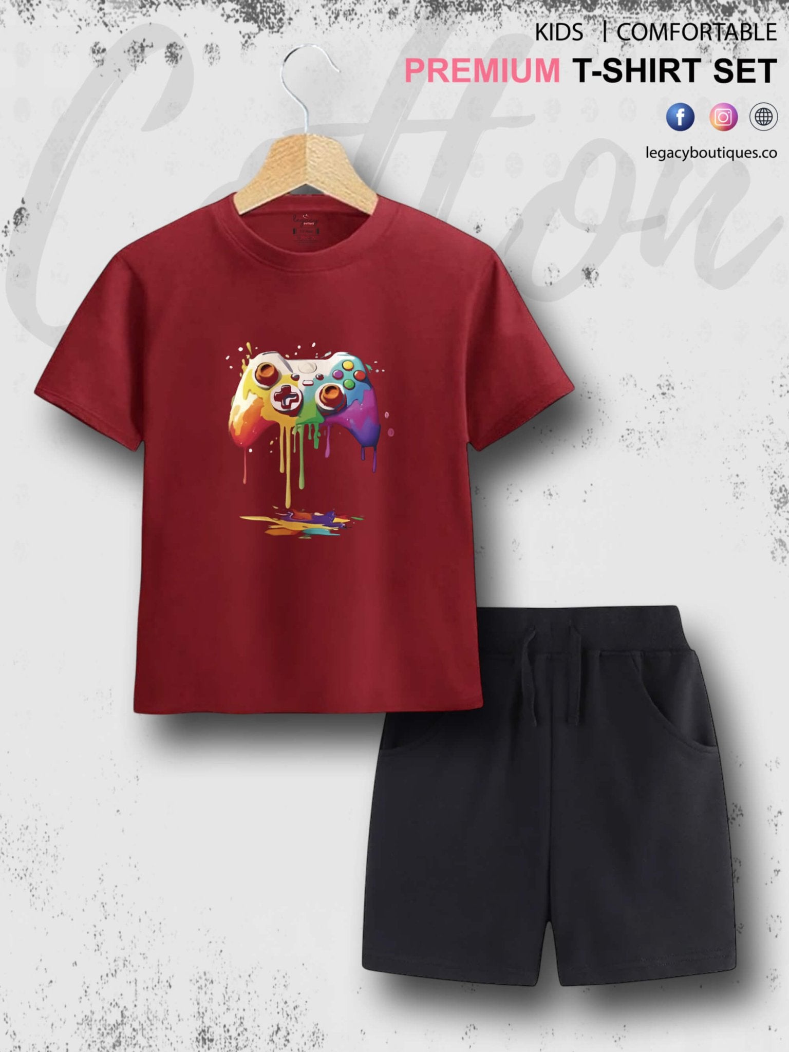 Game Controller Printed 6 Month To 6 Year Kids T-shirt Set Legacy Boutiques Legacy Boutiques