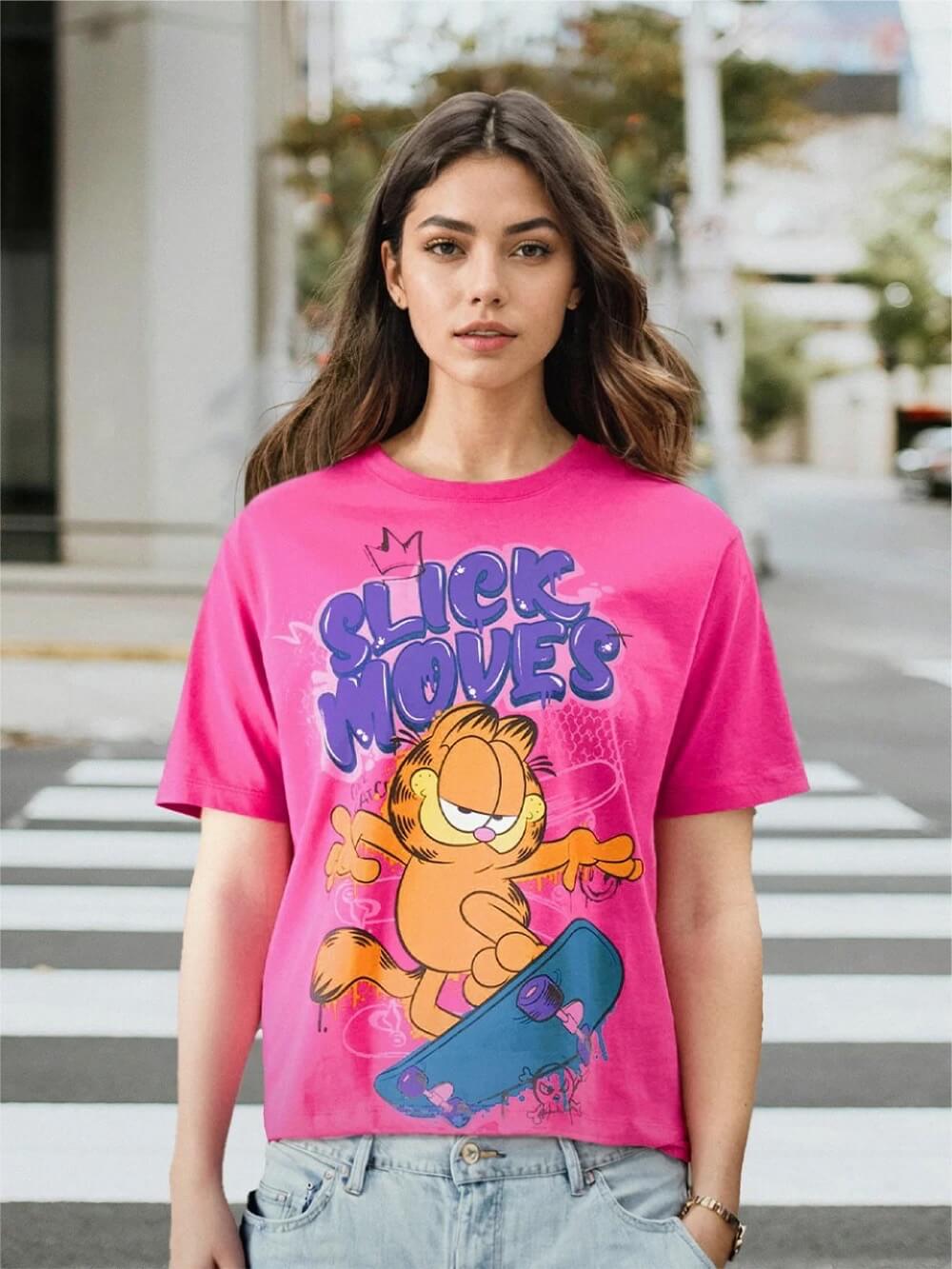 Garfield Slick Moves Printed Womens Drop Shoulder T-shirt Legacy Boutiques Dhaka Legacy Boutiques Legacy Boutiques