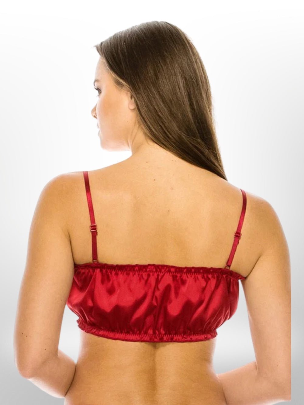 Garnet Red Satin Tube Top with Ruffle Edges Legacy Boutiques Legacy Boutiques