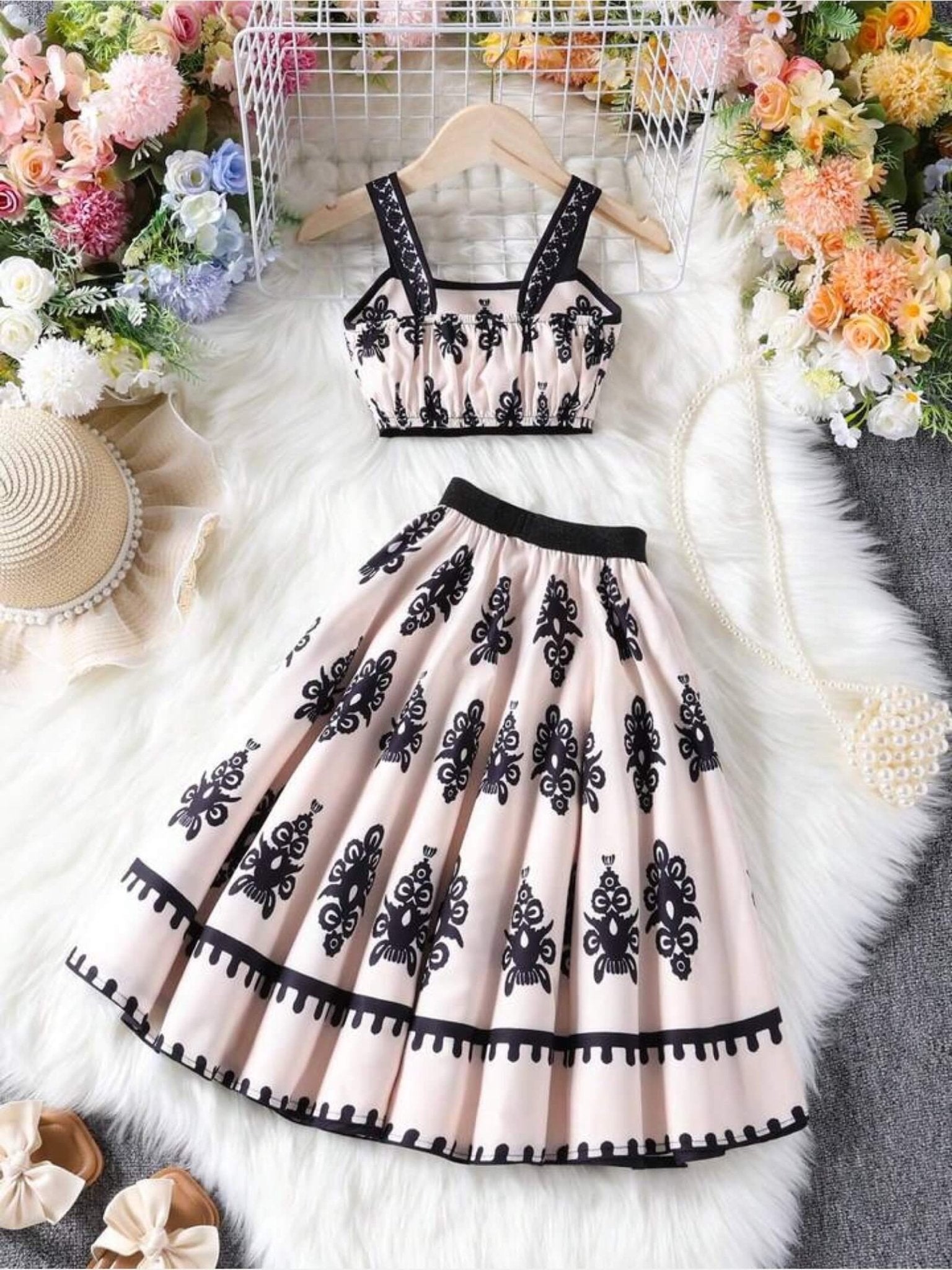 Girls Aria Black Damask Printed Lehenga Set Legacy Boutiques Legacy Boutiques