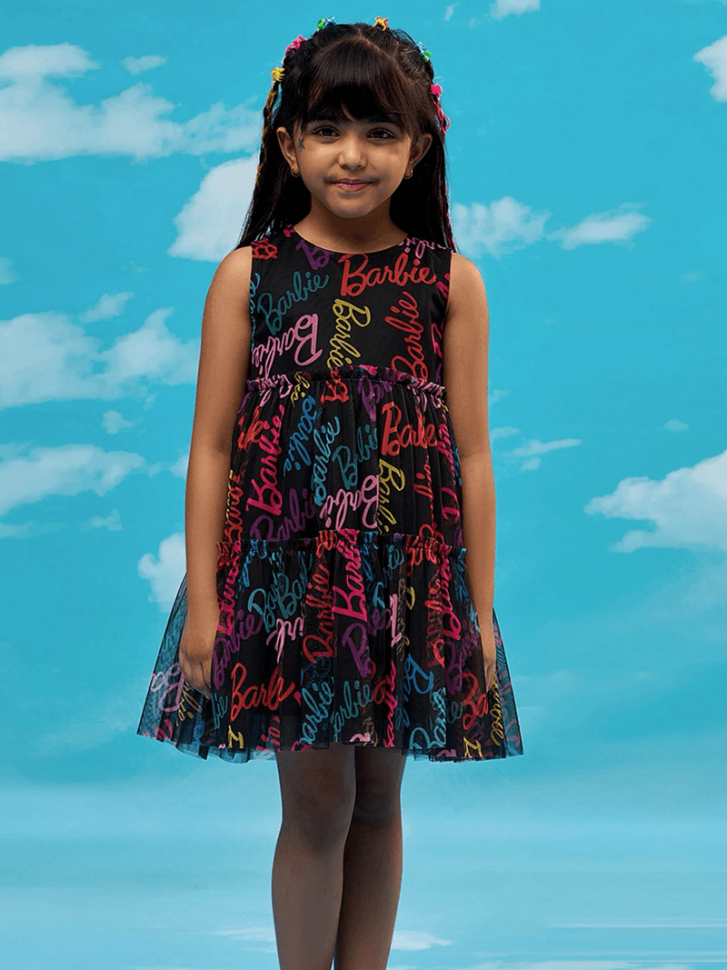 Girls Barbie Printed Double Layered Dress Legacy Boutiques Legacy Boutiques