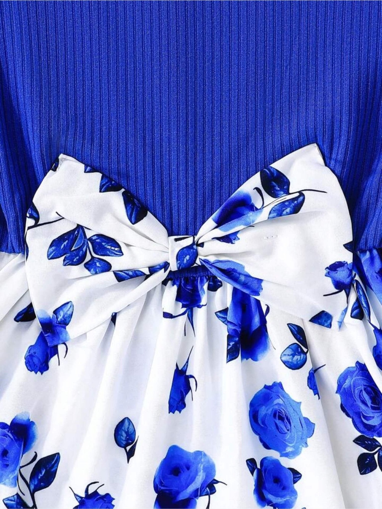 Girls Dress With Ruffled Sleeves, Bow And Rose Print Legacy Boutiques Legacy Boutiques