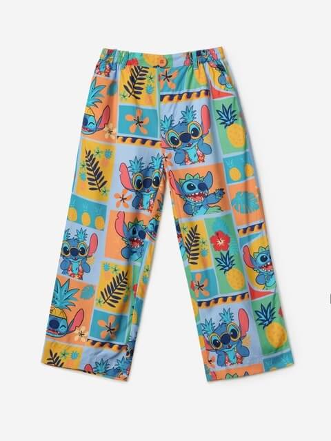 Girls Stitch Tropical Wide - Leg Pants - Disney Lilo & Stitch Summer Trousers Legacy Boutiques Legacy Boutiques