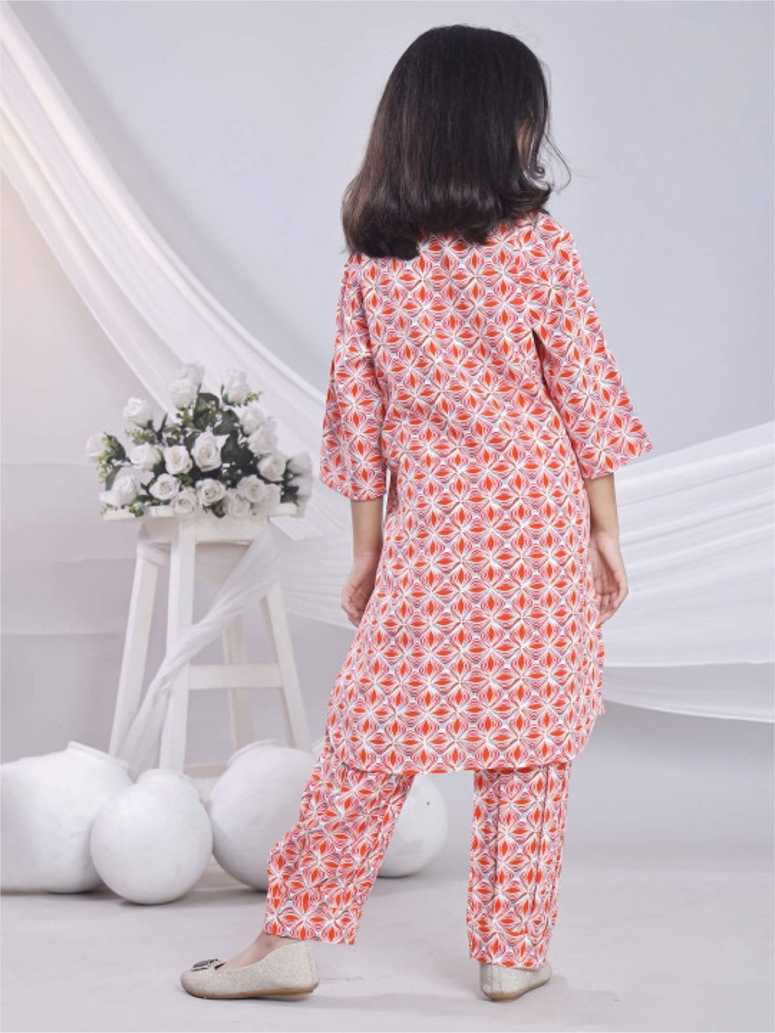 Girls White & Pink Floral Long Sleeve Flared 2 Pies Dress - Rose Petal Legacy Boutiques Legacy Boutiques