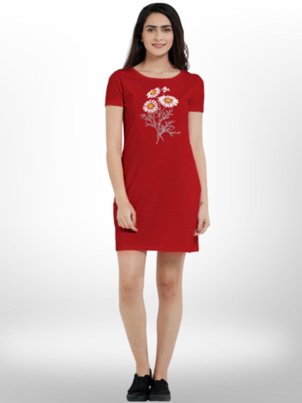 Good Quality Printed Short Sleeve Long T-shirt For Women&
