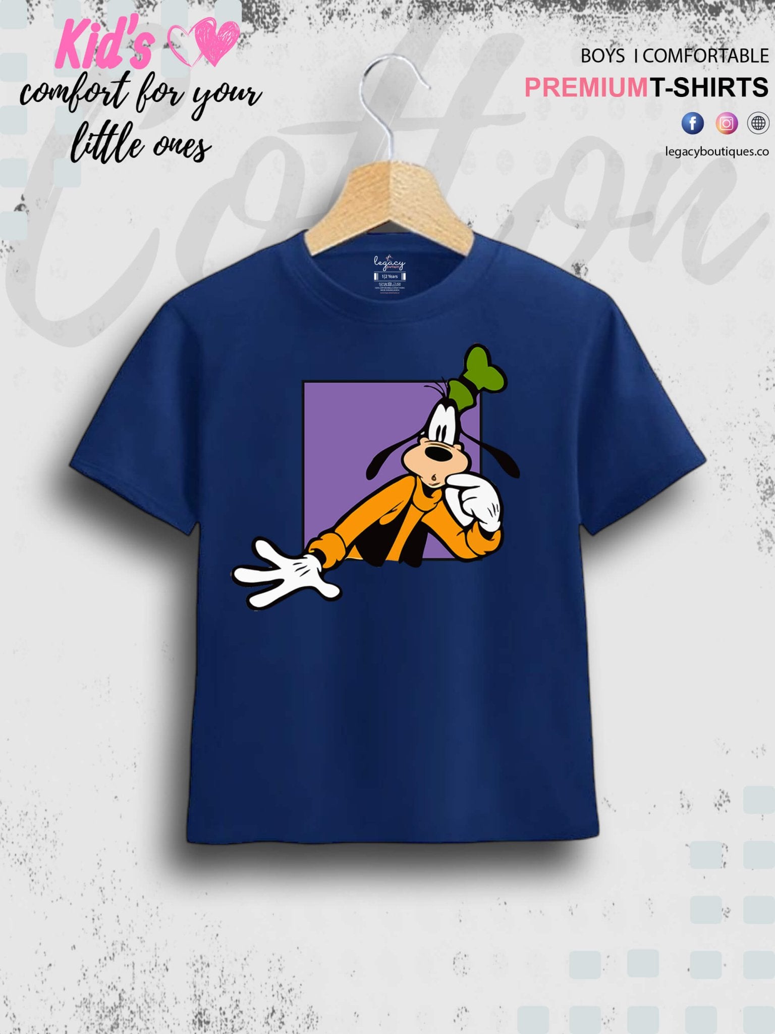 Goofy Dog Print 1 To 11 Year Boys Summer Time T-Shirt In Cheapest Price Only In Dhaka Legacy Boutiques Legacy Boutiques
