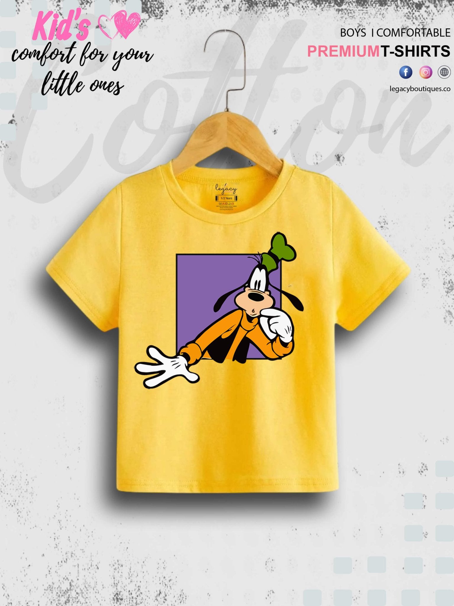 Goofy Dog Print 1 To 11 Year Boys Summer Time T-Shirt In Cheapest Price Only In Dhaka Legacy Boutiques Legacy Boutiques