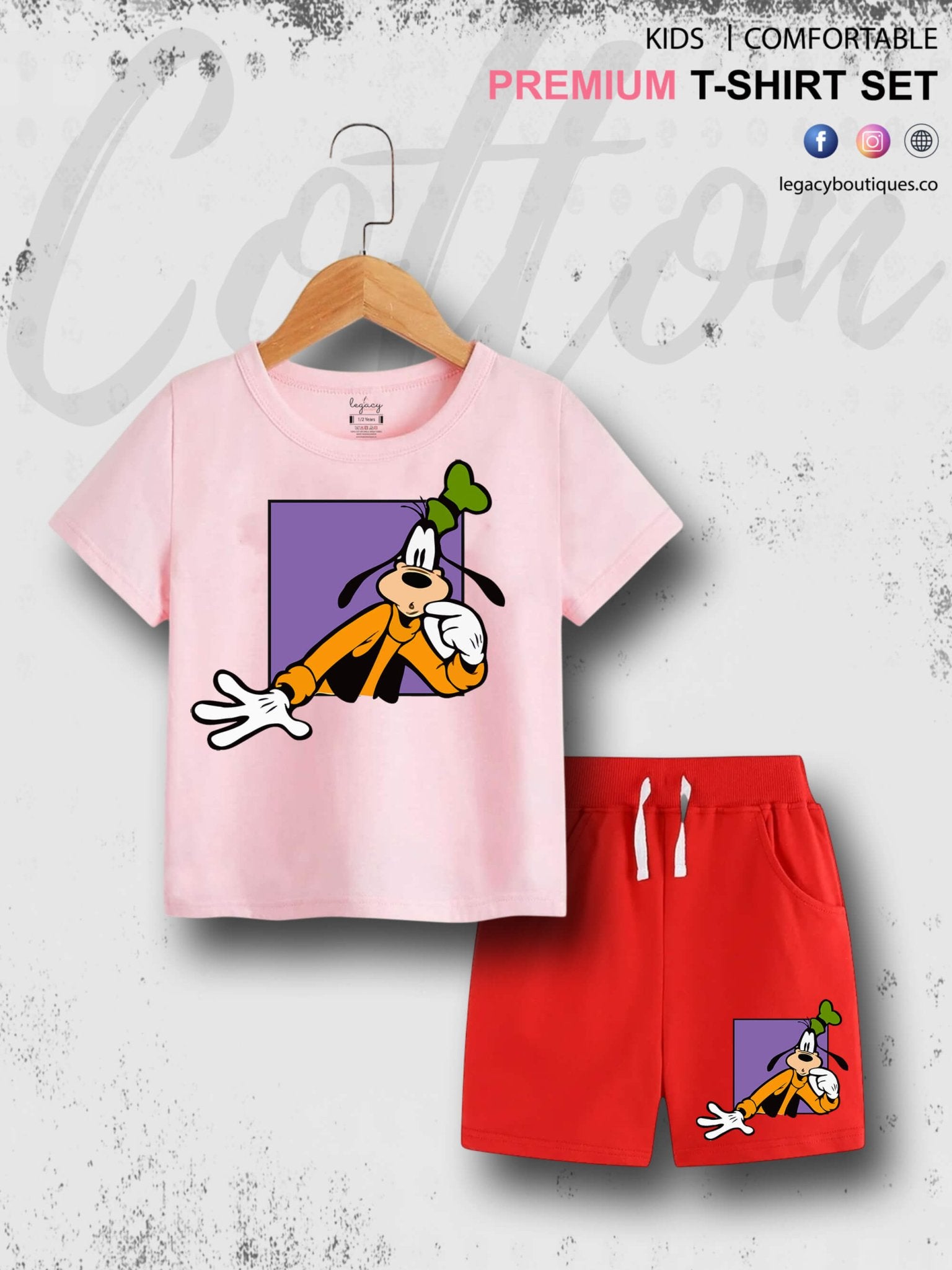 Goofy Dog Print 6 Month To 6 Year Babies T-shirt Set Legacy Boutiques Legacy Boutiques