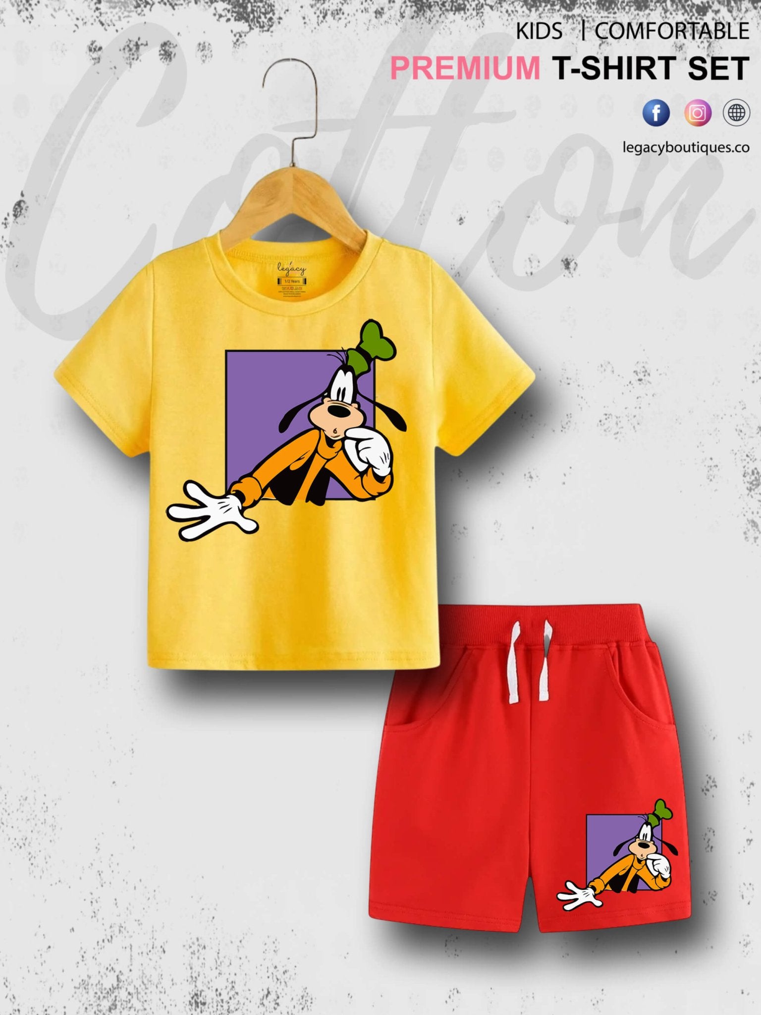 Goofy Dog Print 6 Month To 6 Year Babies T-shirt Set Legacy Boutiques Legacy Boutiques