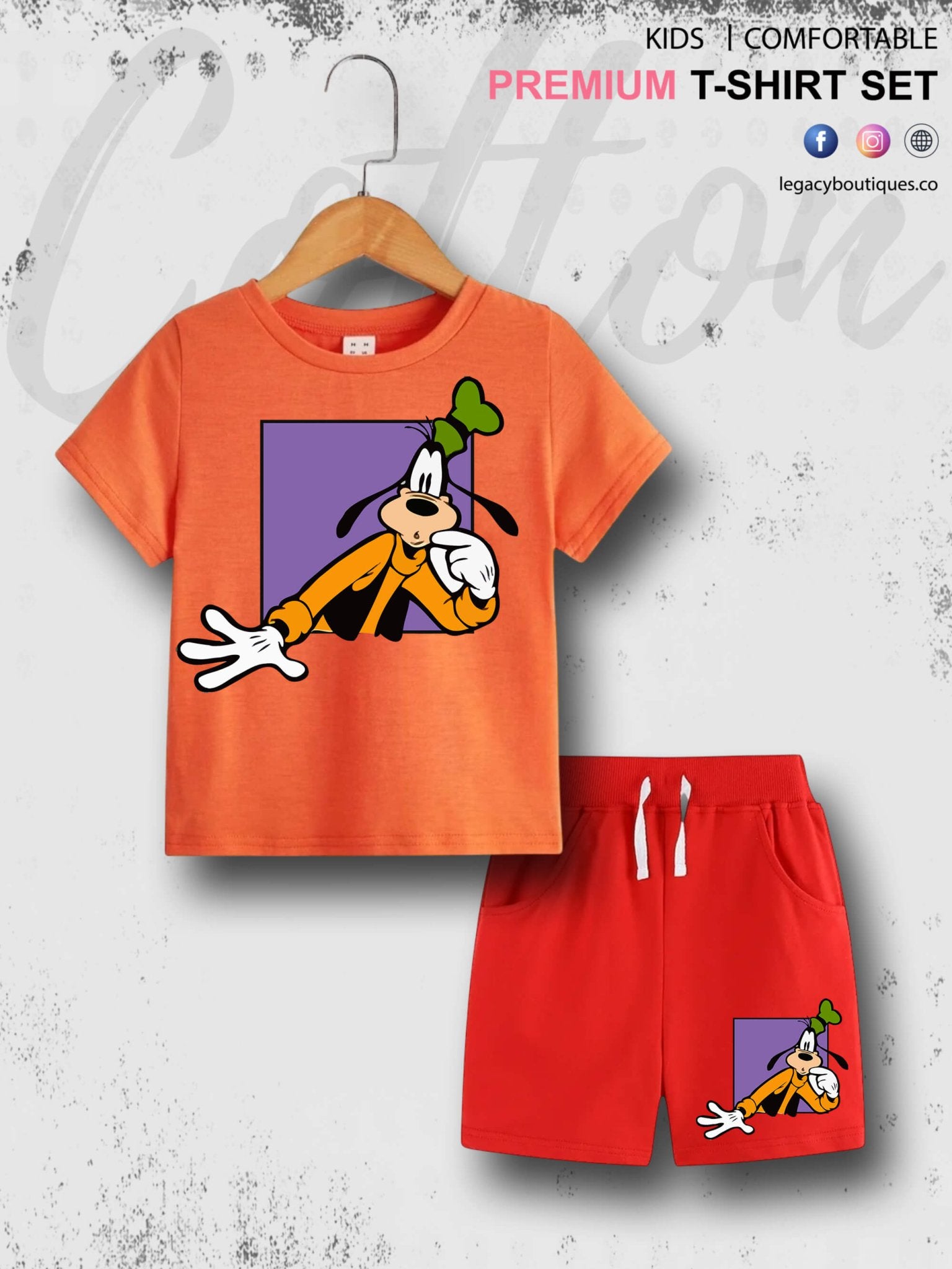 Goofy Dog Print 6 Month To 6 Year Babies T-shirt Set Legacy Boutiques Legacy Boutiques