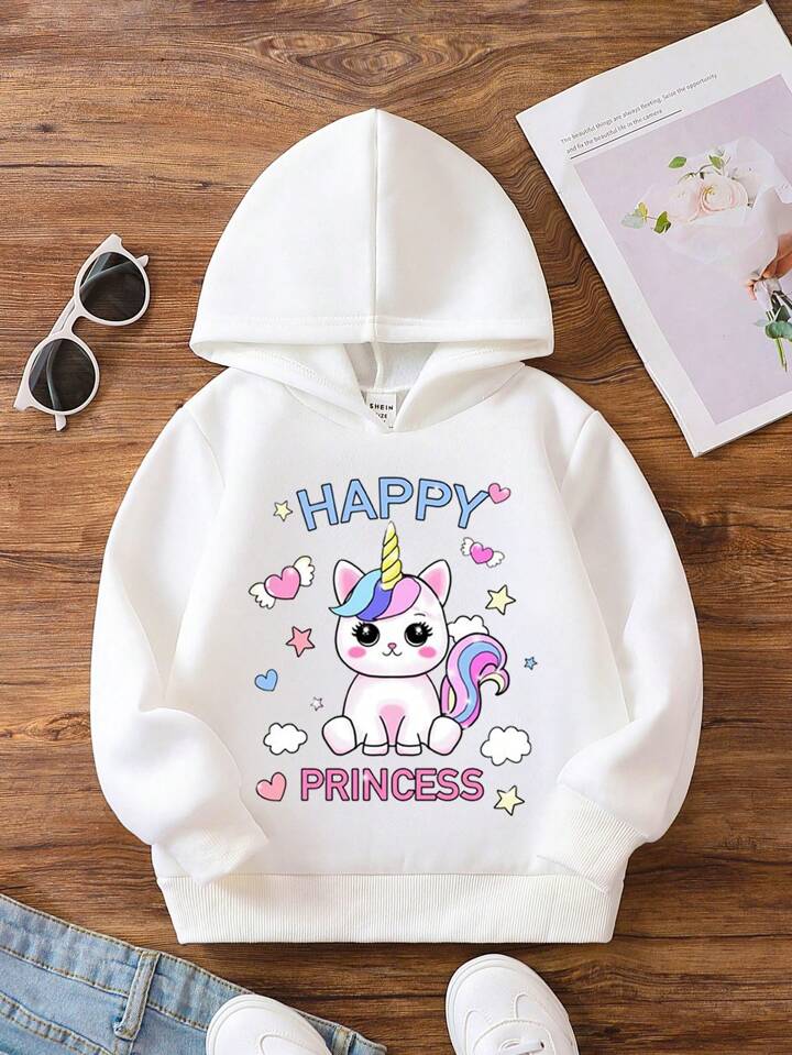 Happy Unicorn Printed Baby Girls Cotton Hoodie Legacy Boutiques Legacy Boutiques