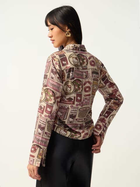 Hello Kitty Strawberry Milk Graphic Print Shirt with Side Ties π Legacy Boutiques Legacy Boutiques