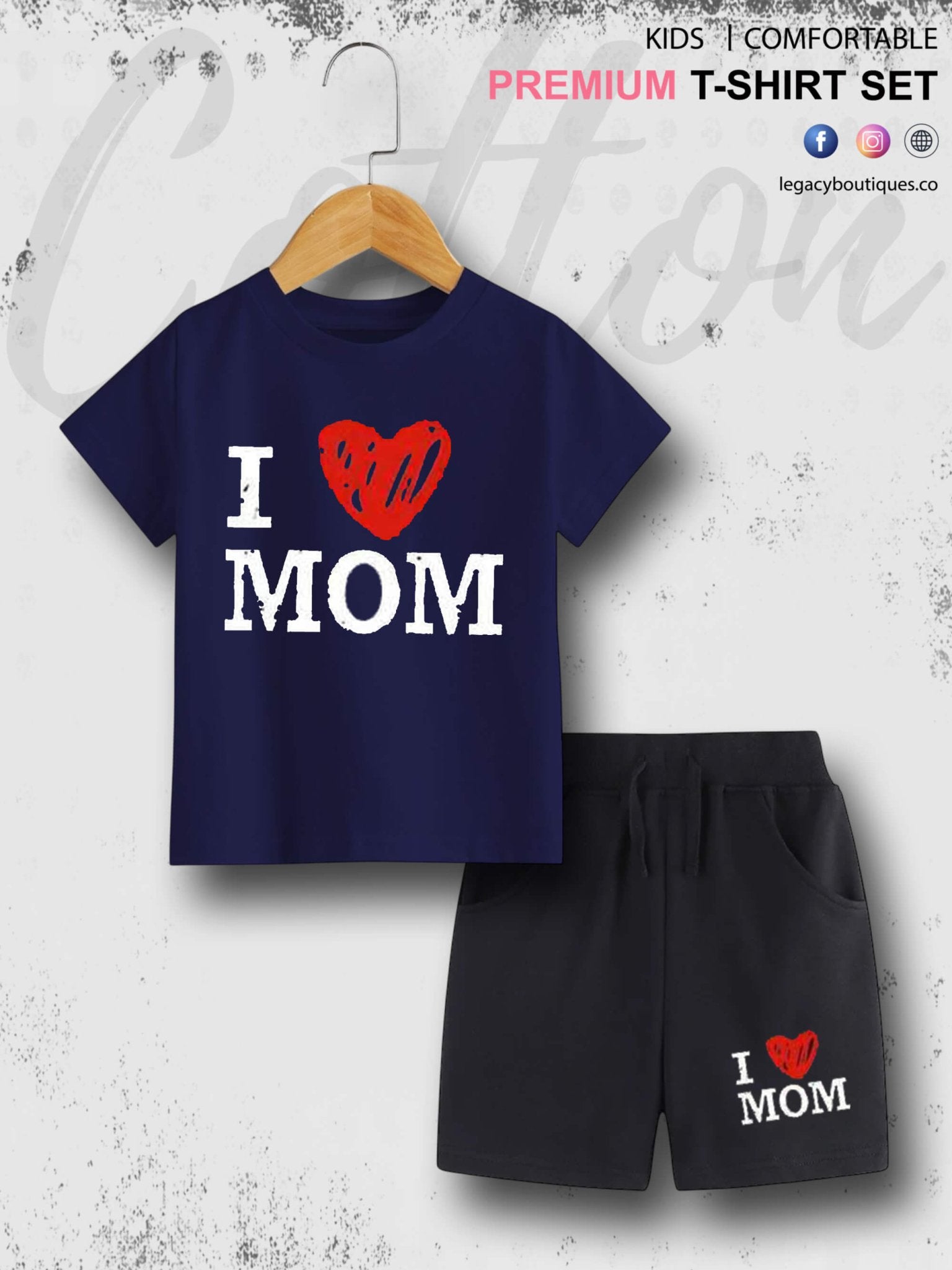 I Love Mom 6 Month To 6 Year Kids Summer Time T-shirt Set Legacy Boutiques Legacy Boutiques