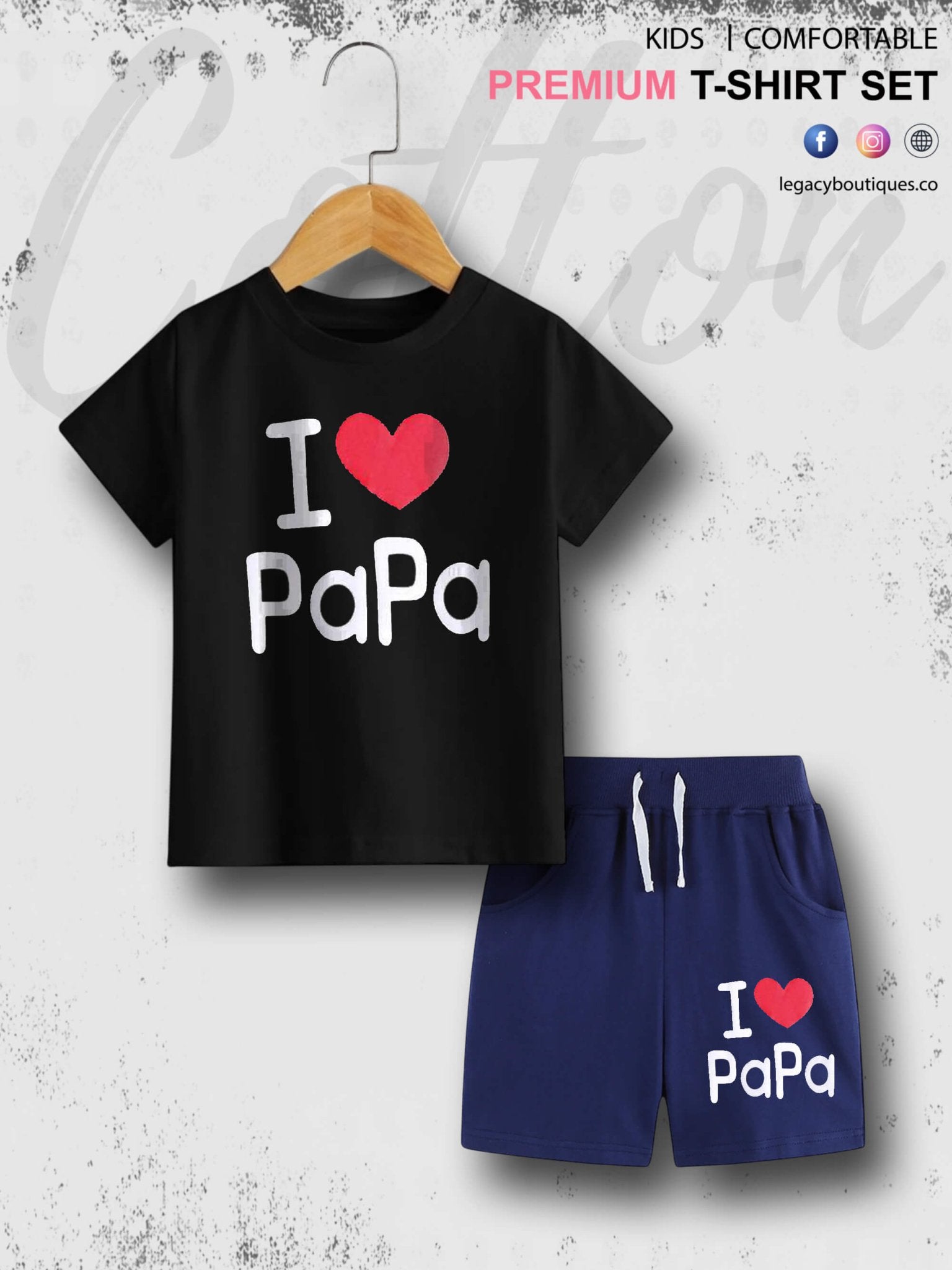 I Love PaPa 6 Month To 6 Year Kids High Quality T-shirt Set Legacy Boutiques Legacy Boutiques