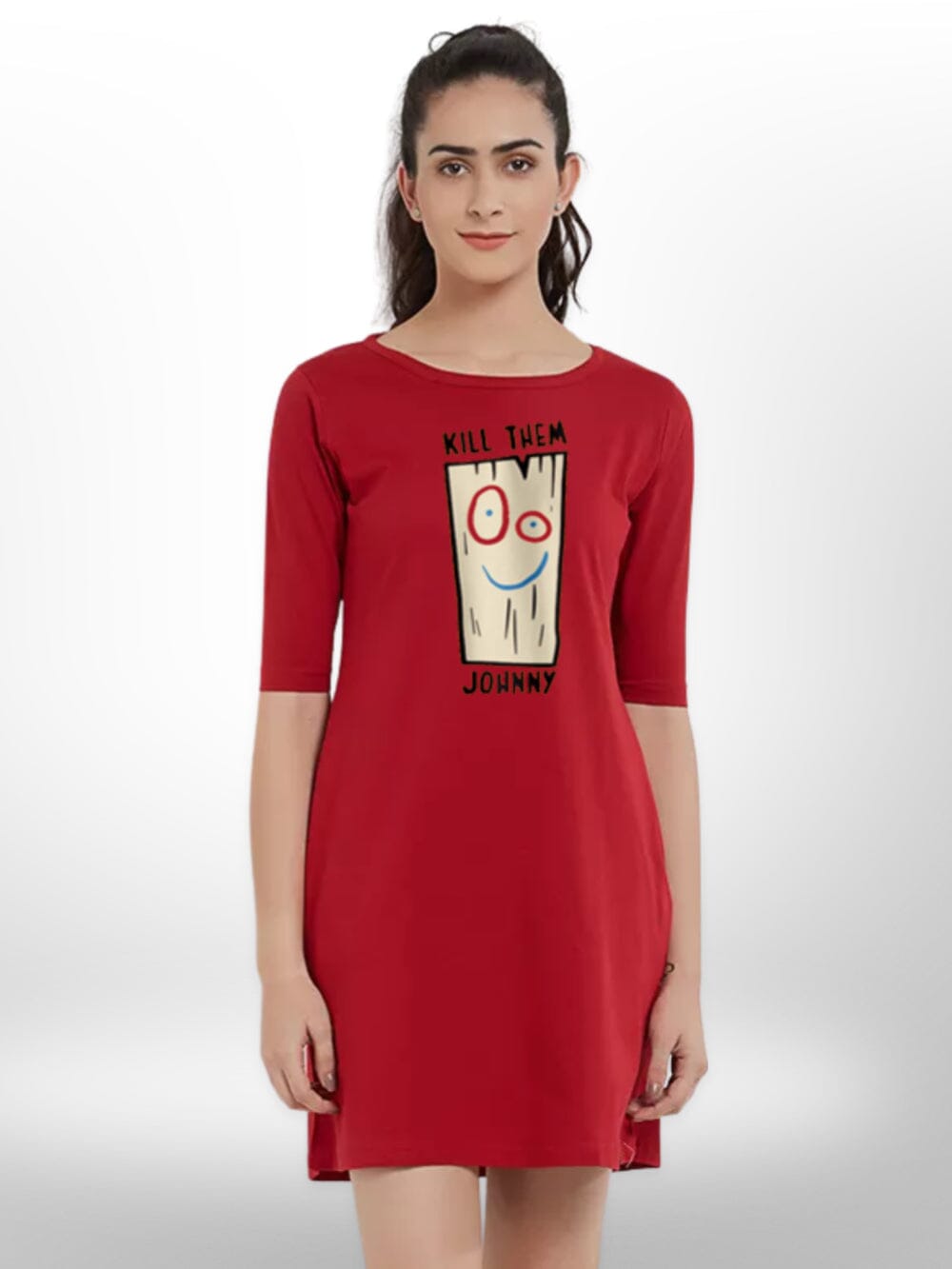 Johnny Printed Three quarter Sleeve T-shirt Side Pocket For Women&