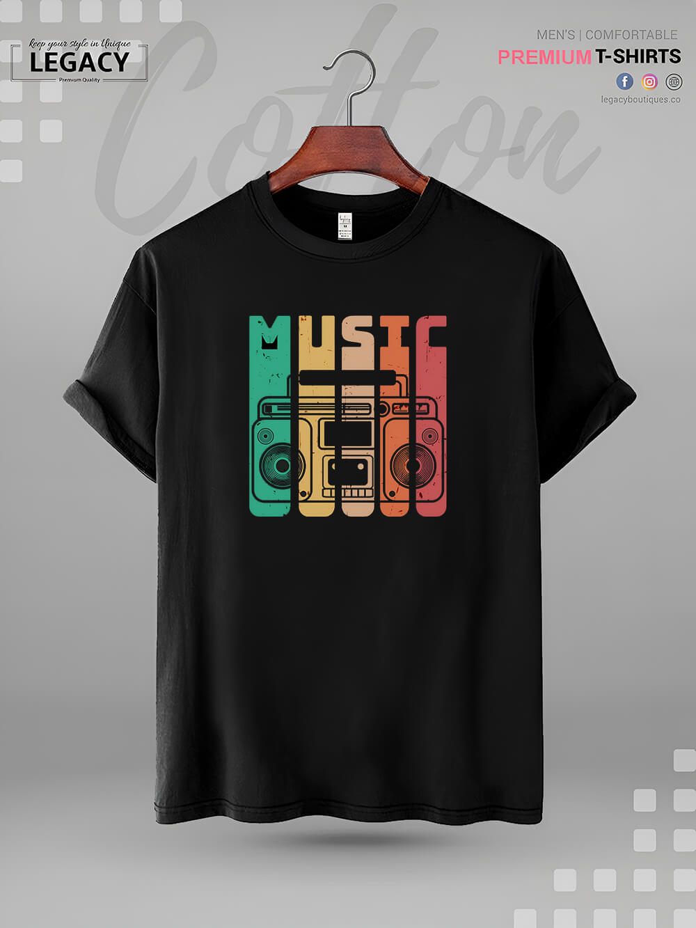 Kaset Music On Printed Mens T shirt at a Resonable Price Legacy Boutiques Legacy Boutiques