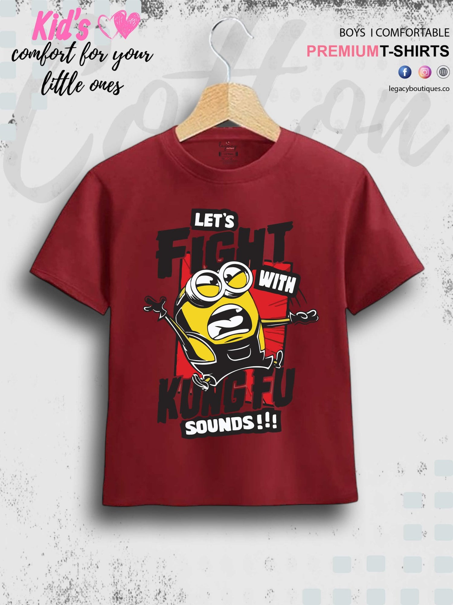 Kevin The Minions Lets Fight With Kung Fu Sounds Printed Kids Boys Tee In Cheapest Price Only In BD Legacy Boutiques Legacy Boutiques