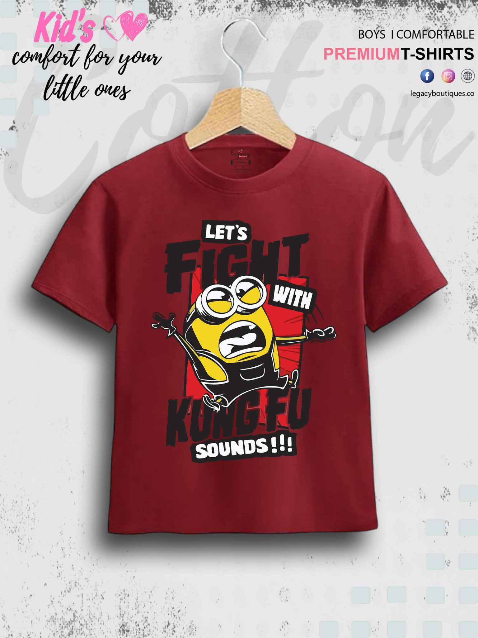 Kevin The Minions Lets Fight With Kung Fu Sounds Printed Kids Boys Tee In Cheapest Price Only In BD Legacy Boutiques Legacy Boutiques