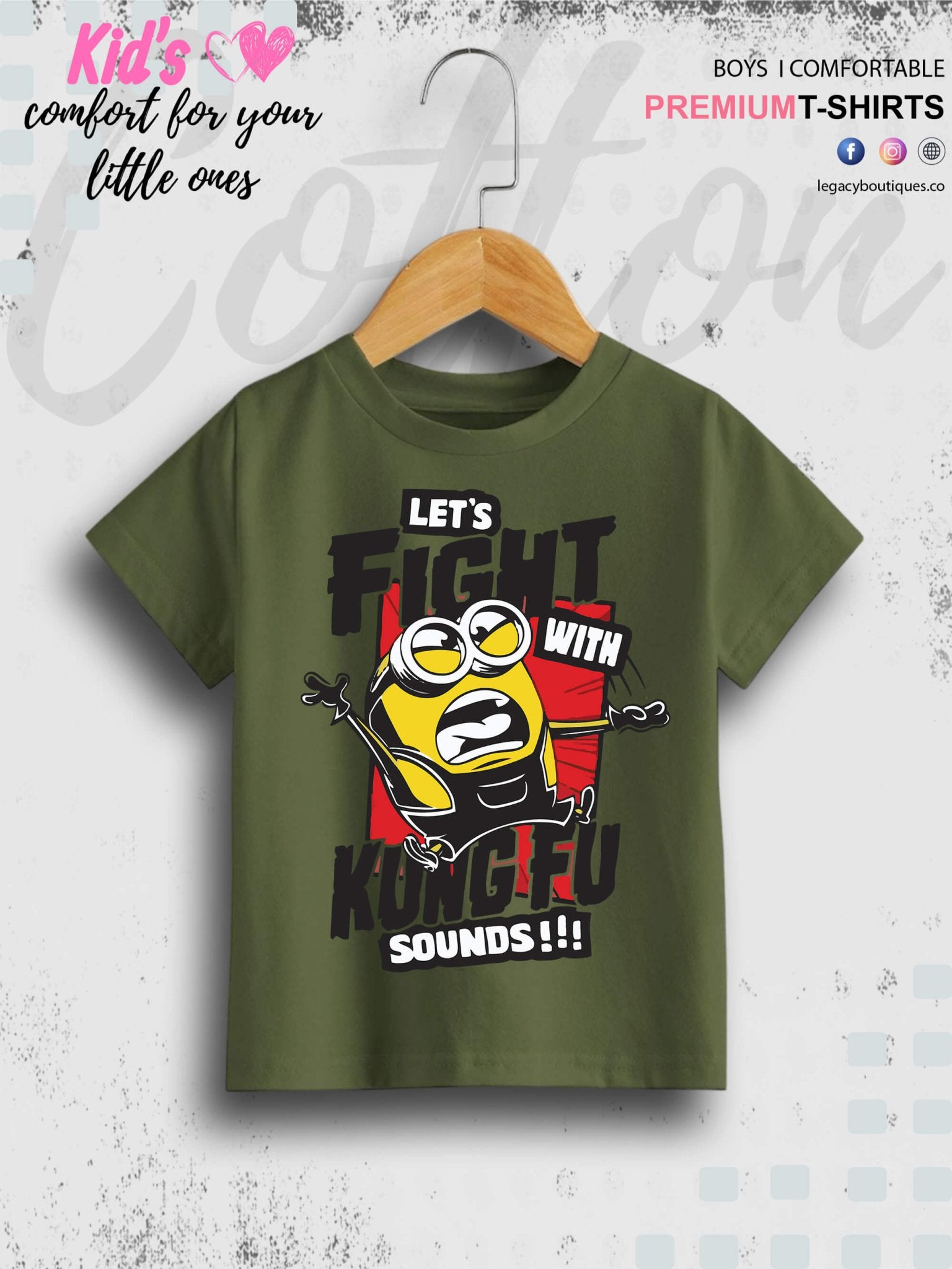 Kevin The Minions Lets Fight With Kung Fu Sounds Printed Kids Boys Tee In Cheapest Price Only In BD Legacy Boutiques Legacy Boutiques