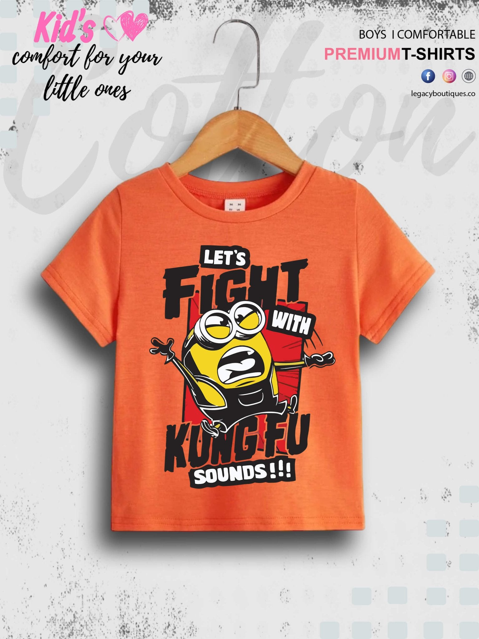 Kevin The Minions Lets Fight With Kung Fu Sounds Printed Kids Boys Tee In Cheapest Price Only In BD Legacy Boutiques Legacy Boutiques