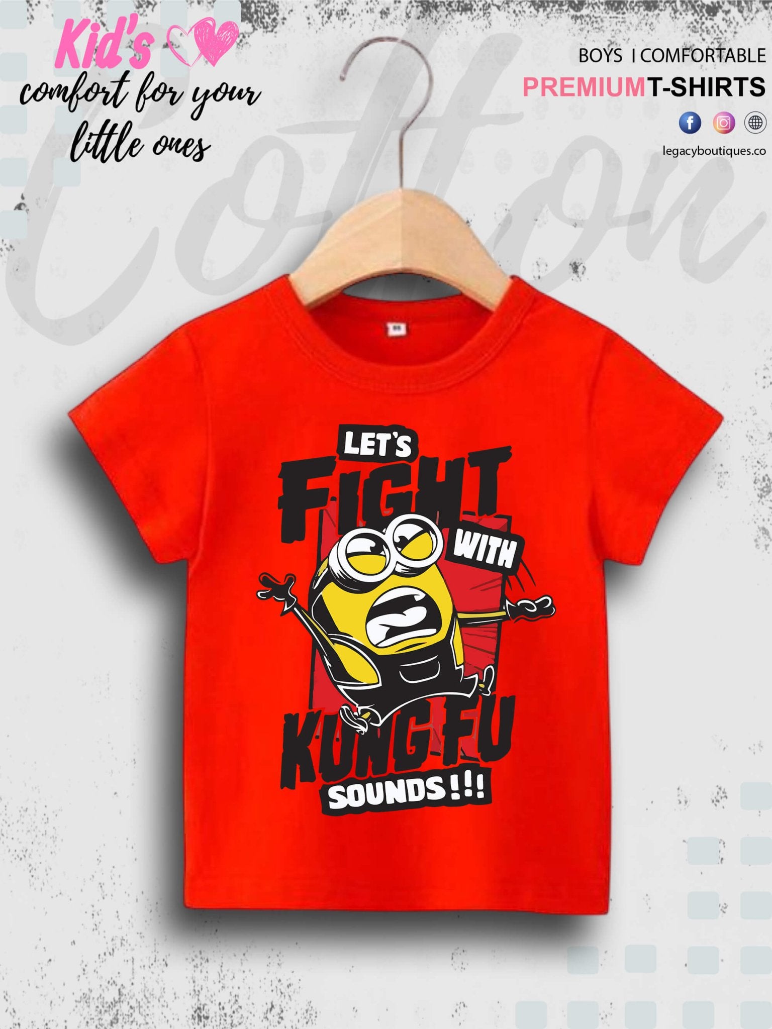 Kevin The Minions Lets Fight With Kung Fu Sounds Printed Kids Boys Tee In Cheapest Price Only In BD Legacy Boutiques Legacy Boutiques