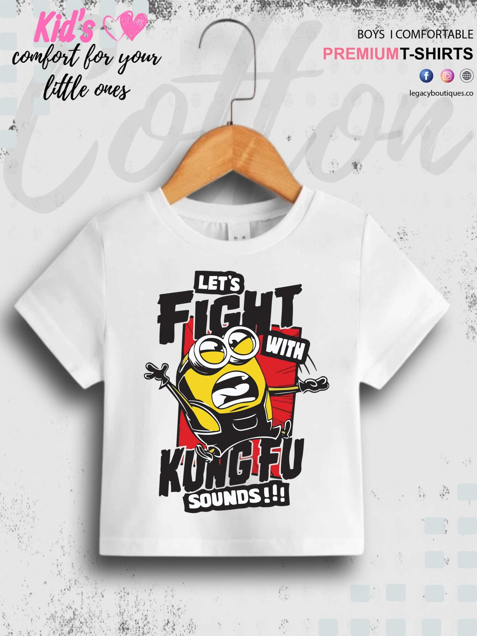 Kevin The Minions Lets Fight With Kung Fu Sounds Printed Kids Boys Tee In Cheapest Price Only In BD Legacy Boutiques Legacy Boutiques