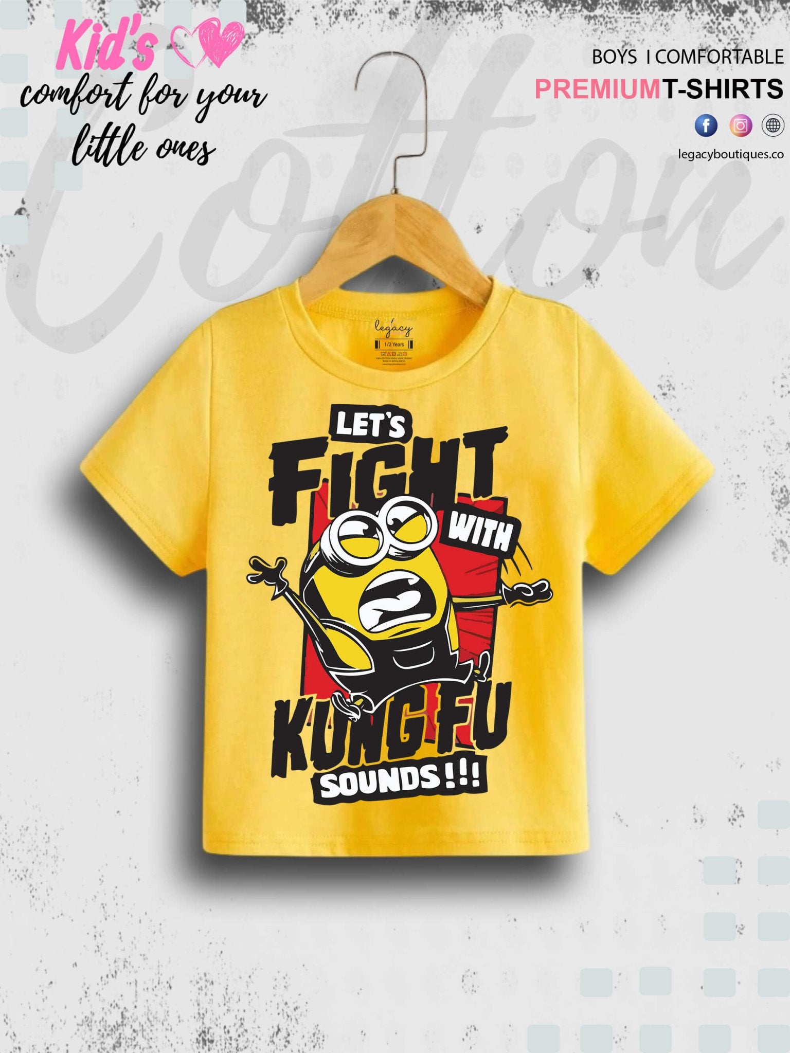 Kevin The Minions Lets Fight With Kung Fu Sounds Printed Kids Boys Tee In Cheapest Price Only In BD Legacy Boutiques Legacy Boutiques
