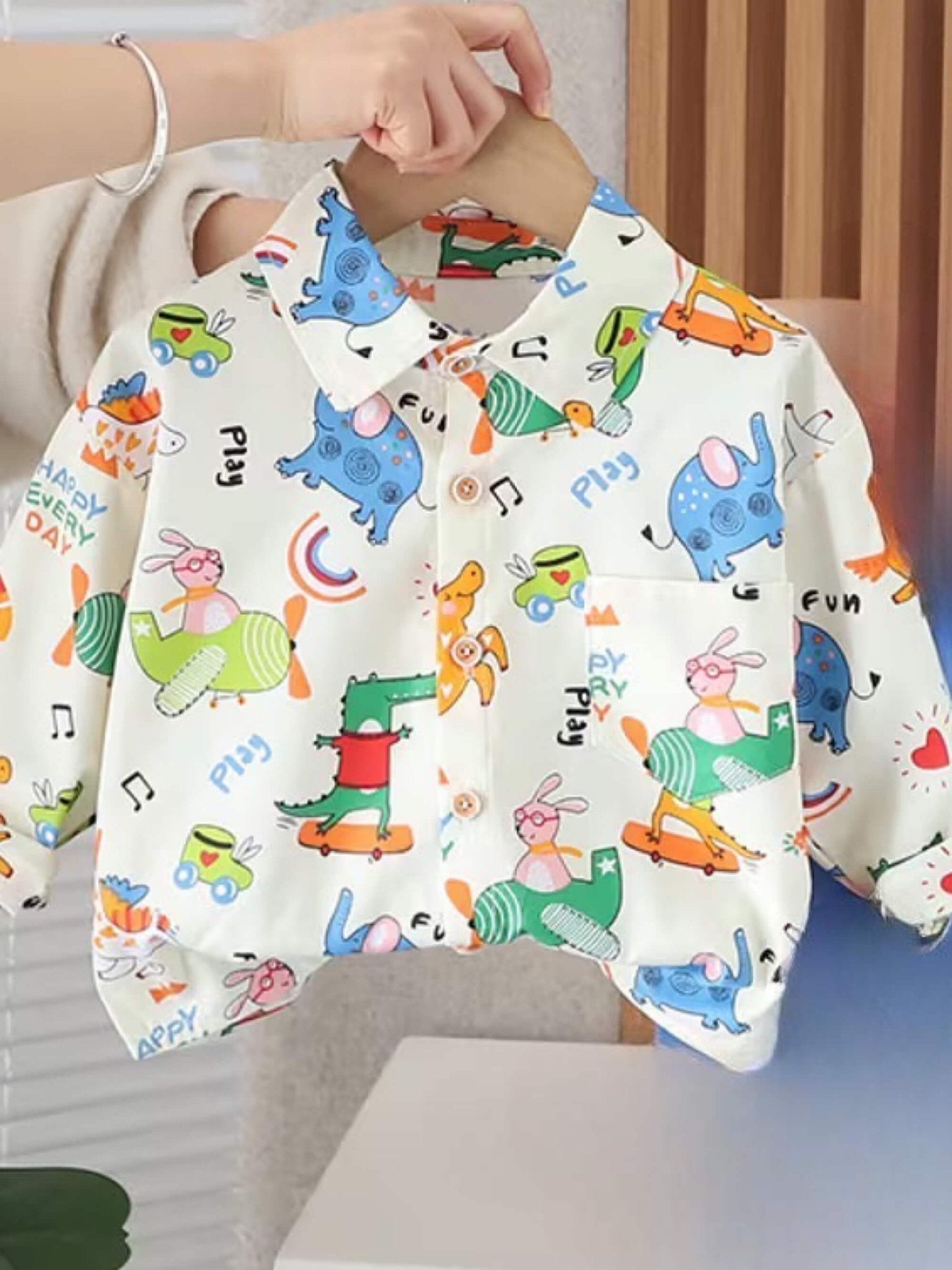 Kids Animal Adventure Wheels Shirt - Whimsical Playtime Long Sleeve Button - Up Legacy Boutiques Legacy Boutiques