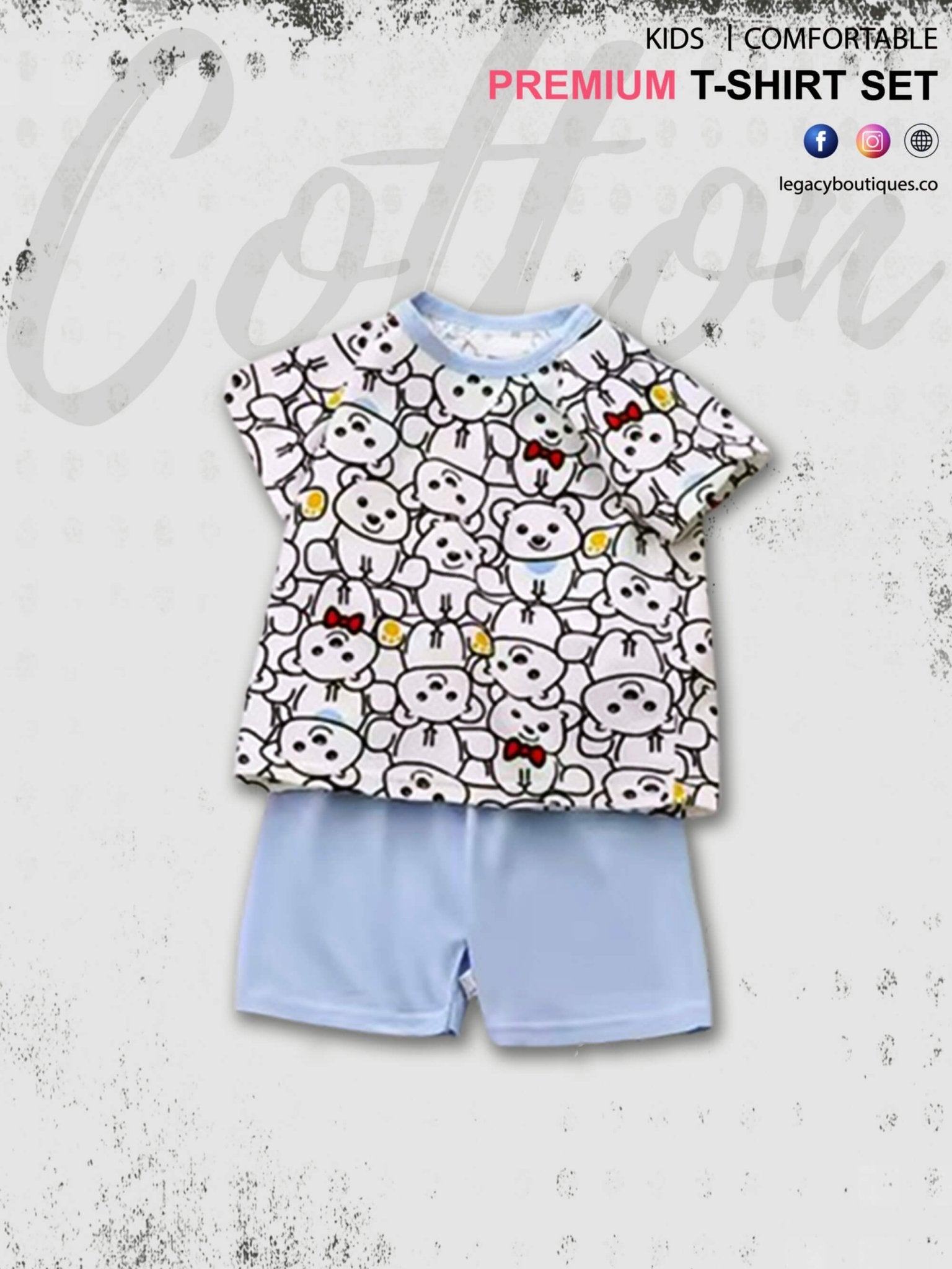 Kids Bear Printed Cool & Stylish T-Shirt Set Legacy Boutiques Legacy Boutiques