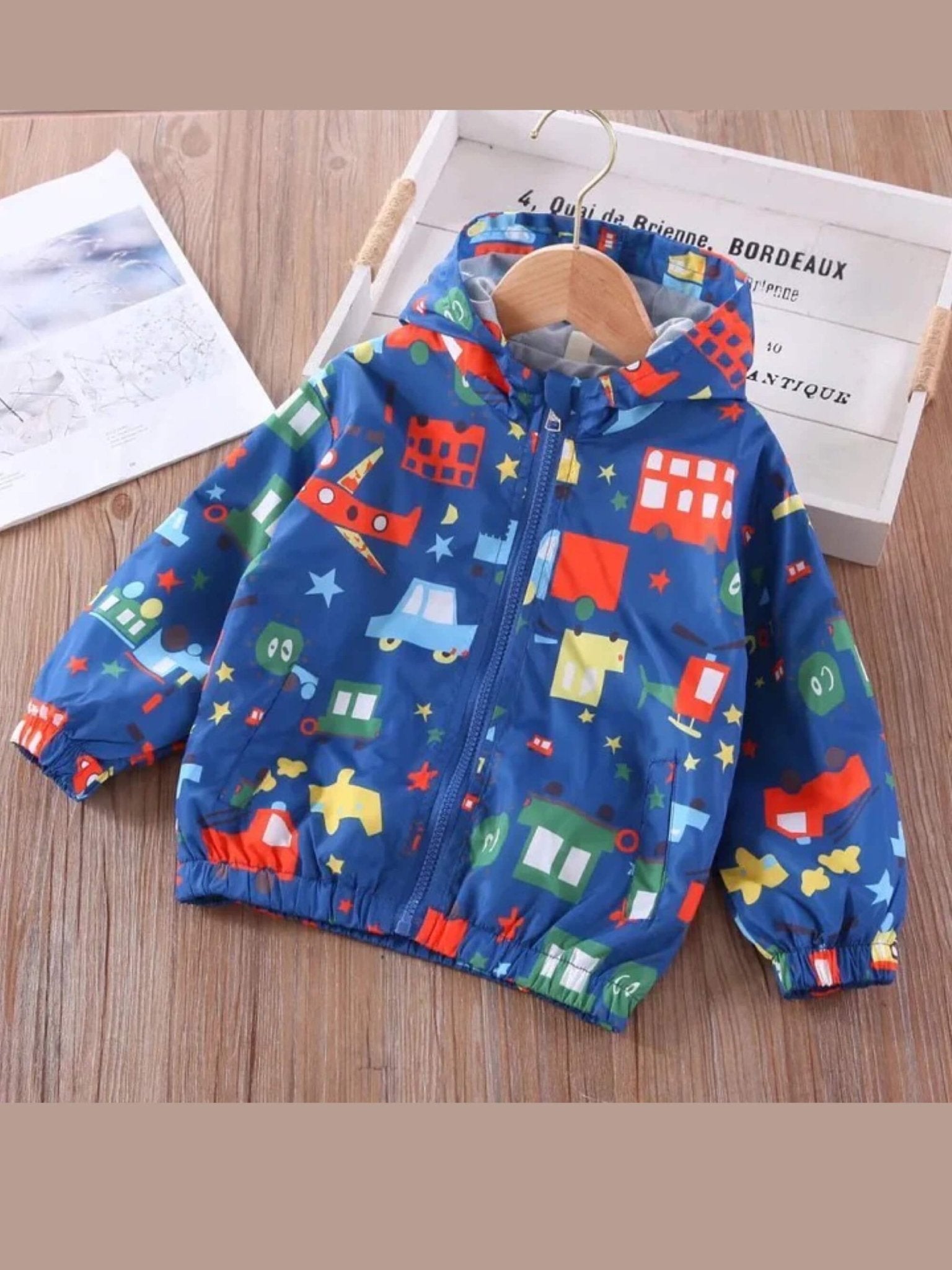 Kids cartoon vehicle print zipper jacket Legacy Boutiques Legacy Boutiques
