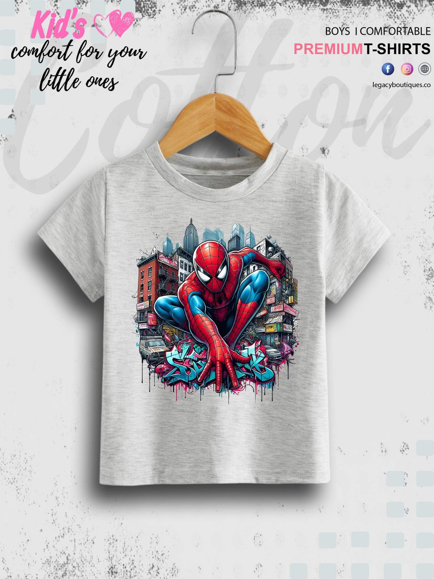 Kids Favorite Spider - Man On The Wall Print 1 To 11 Year Kids Boys Summer Time T-Shirt In Lowest Price Only In bd Legacy Boutiques Legacy Boutiques