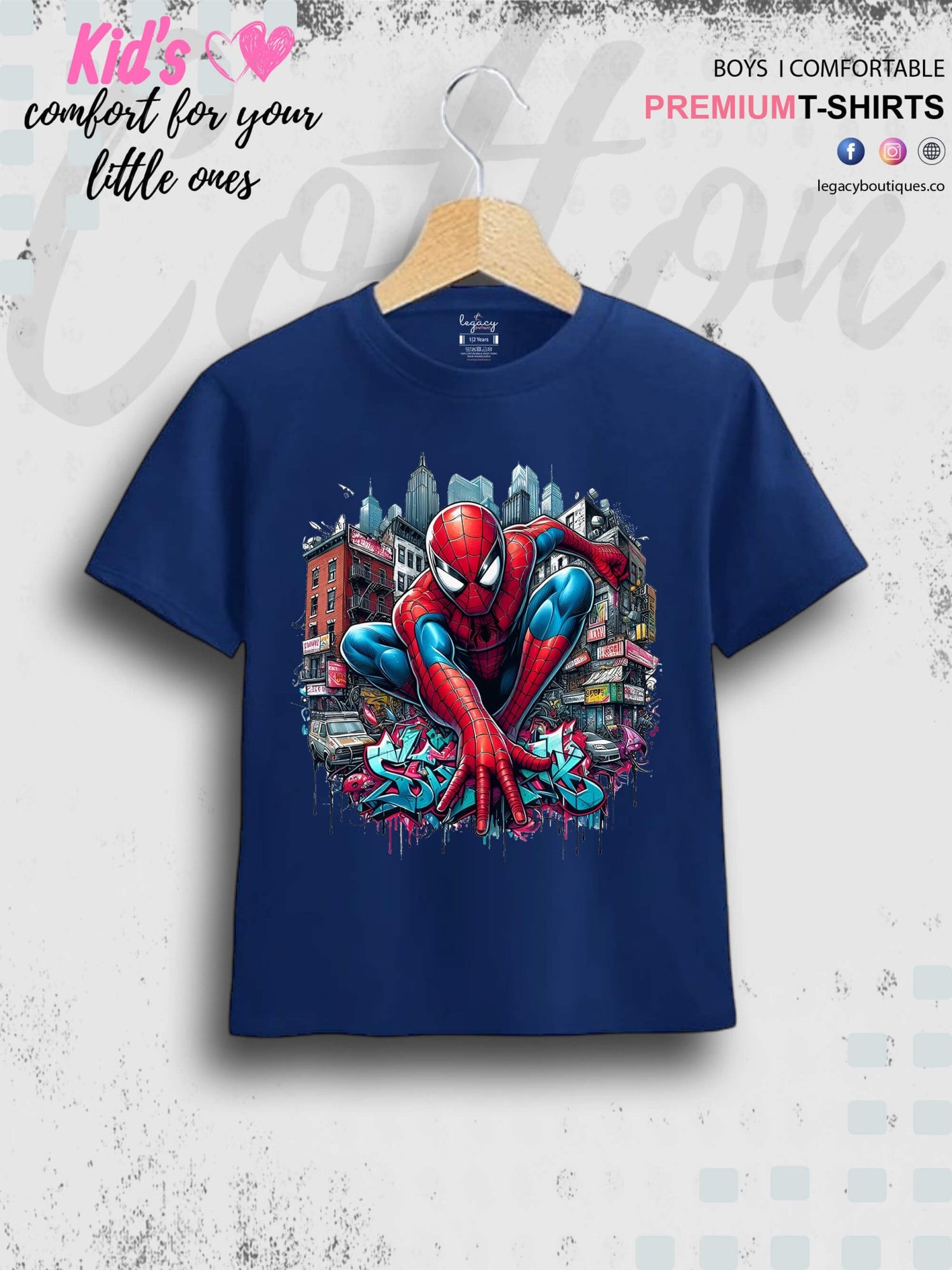 Kids Favorite Spider - Man On The Wall Print 1 To 11 Year Kids Boys Summer Time T-Shirt In Lowest Price Only In bd Legacy Boutiques Legacy Boutiques
