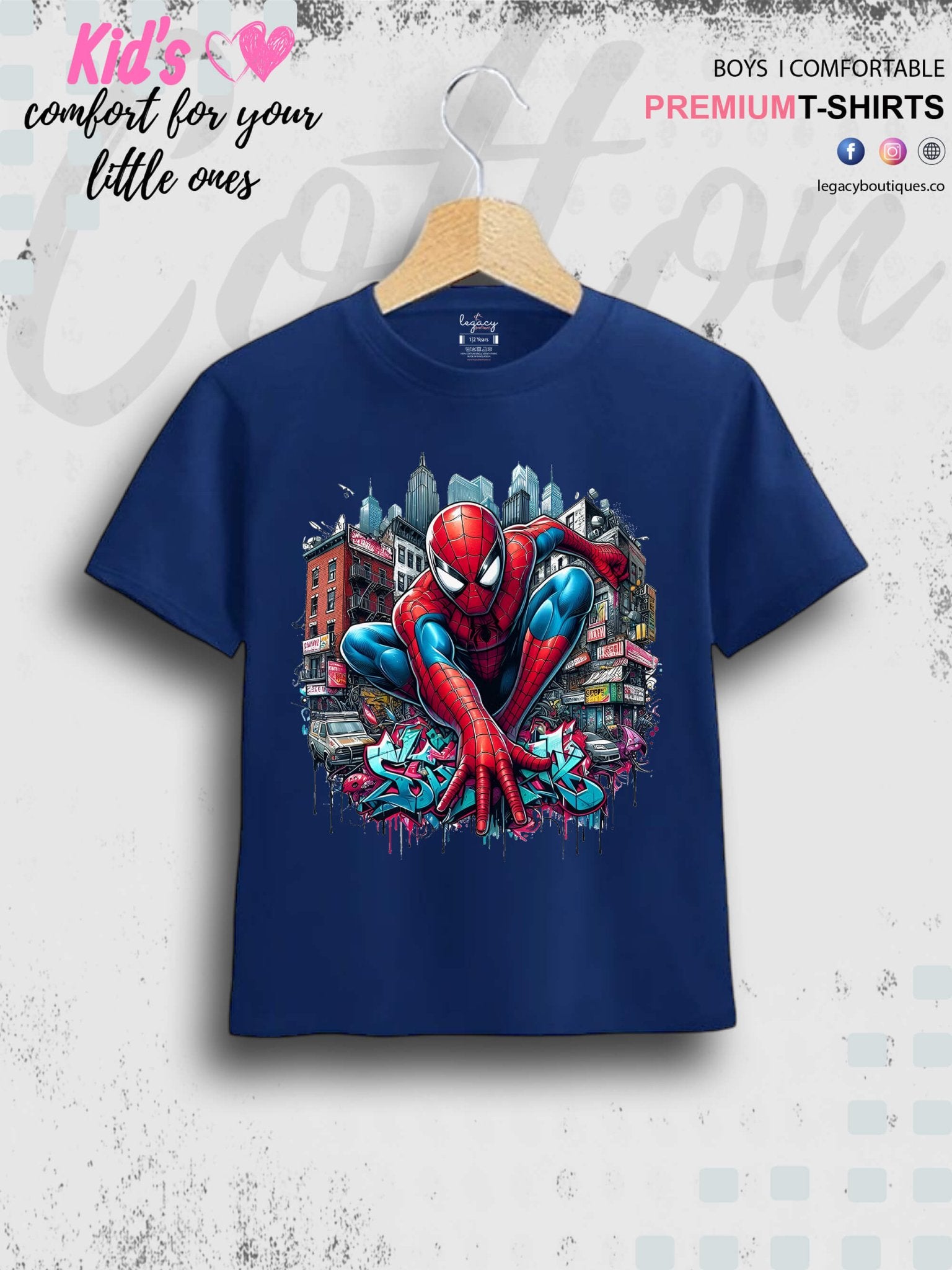 Kids Favorite Spider - Man On The Wall Print 1 To 11 Year Kids Boys Summer Time T-Shirt In Lowest Price Only In bd Legacy Boutiques Legacy Boutiques