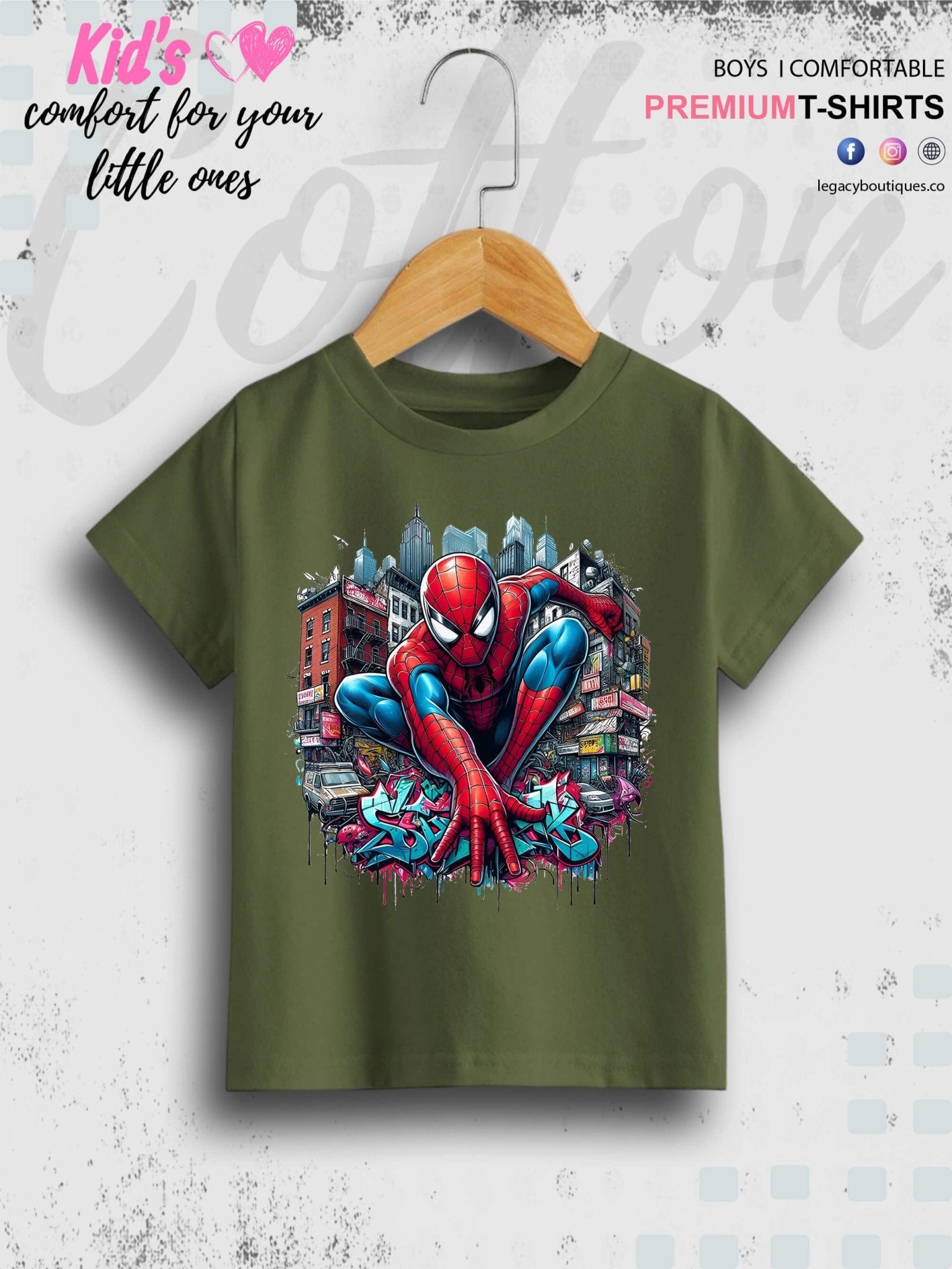 Kids Favorite Spider - Man On The Wall Print 1 To 11 Year Kids Boys Summer Time T-Shirt In Lowest Price Only In bd Legacy Boutiques Legacy Boutiques