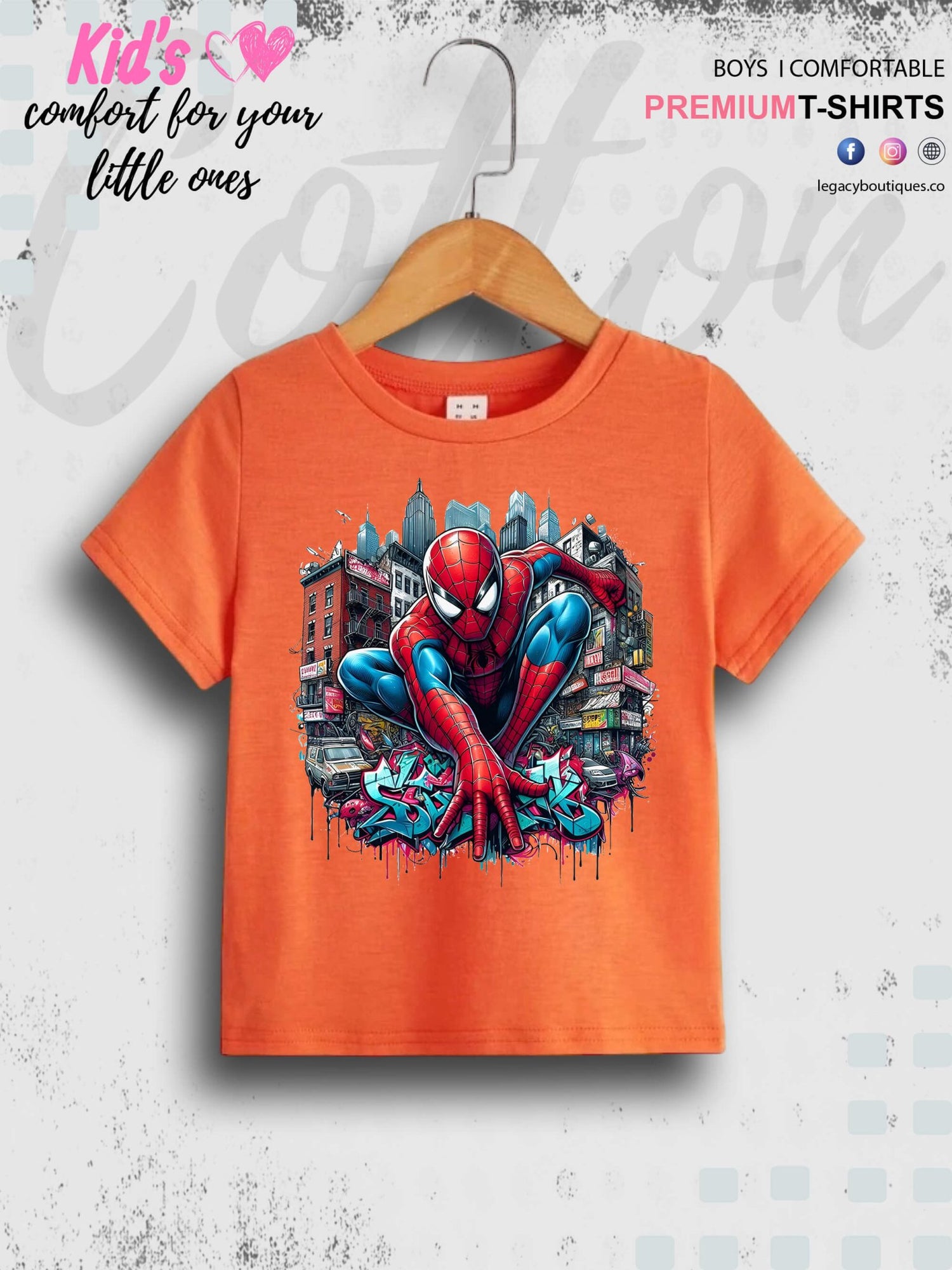 Kids Favorite Spider - Man On The Wall Print 1 To 11 Year Kids Boys Summer Time T-Shirt In Lowest Price Only In bd Legacy Boutiques Legacy Boutiques