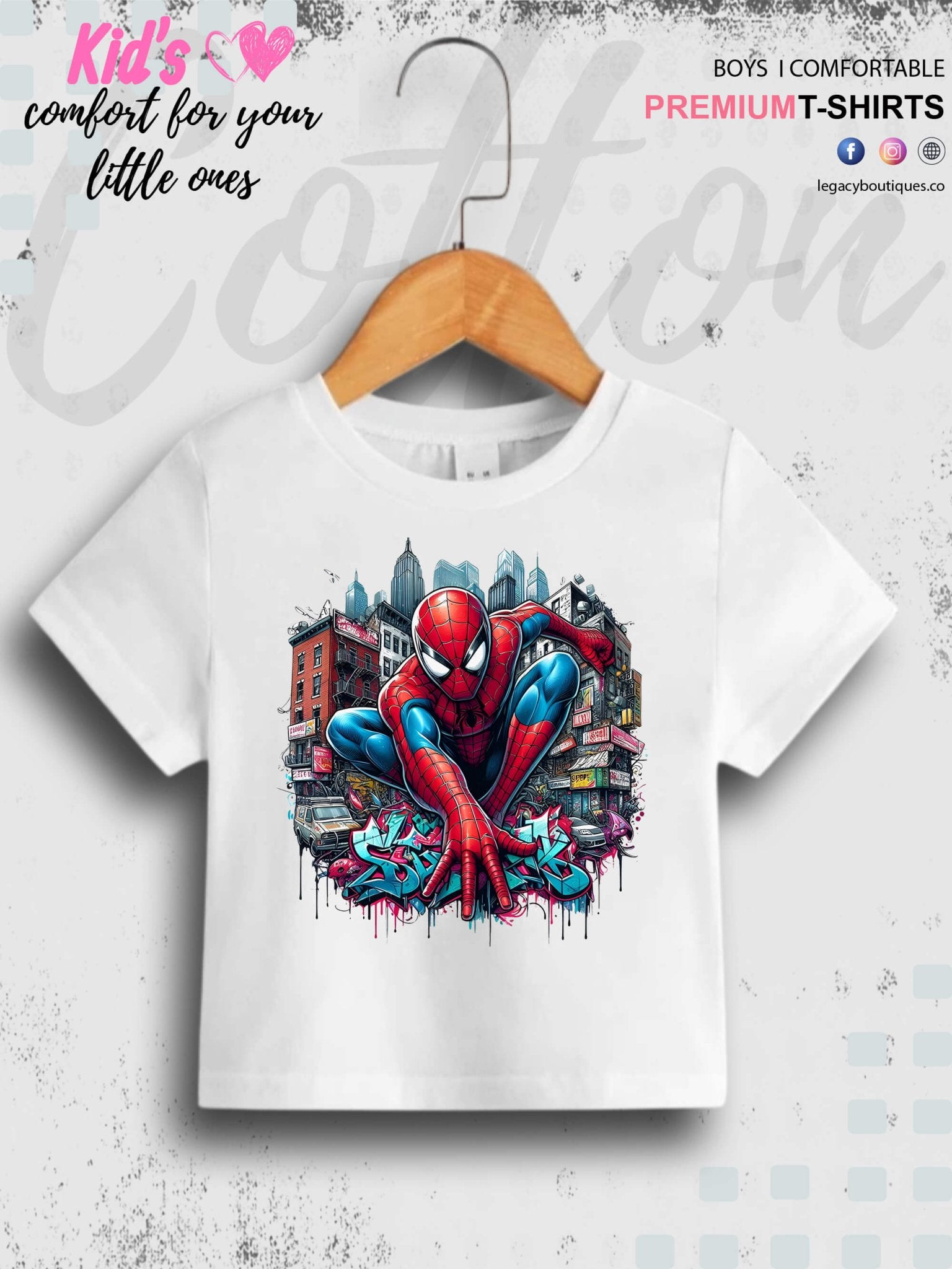 Kids Favorite Spider - Man On The Wall Print 1 To 11 Year Kids Boys Summer Time T-Shirt In Lowest Price Only In bd Legacy Boutiques Legacy Boutiques